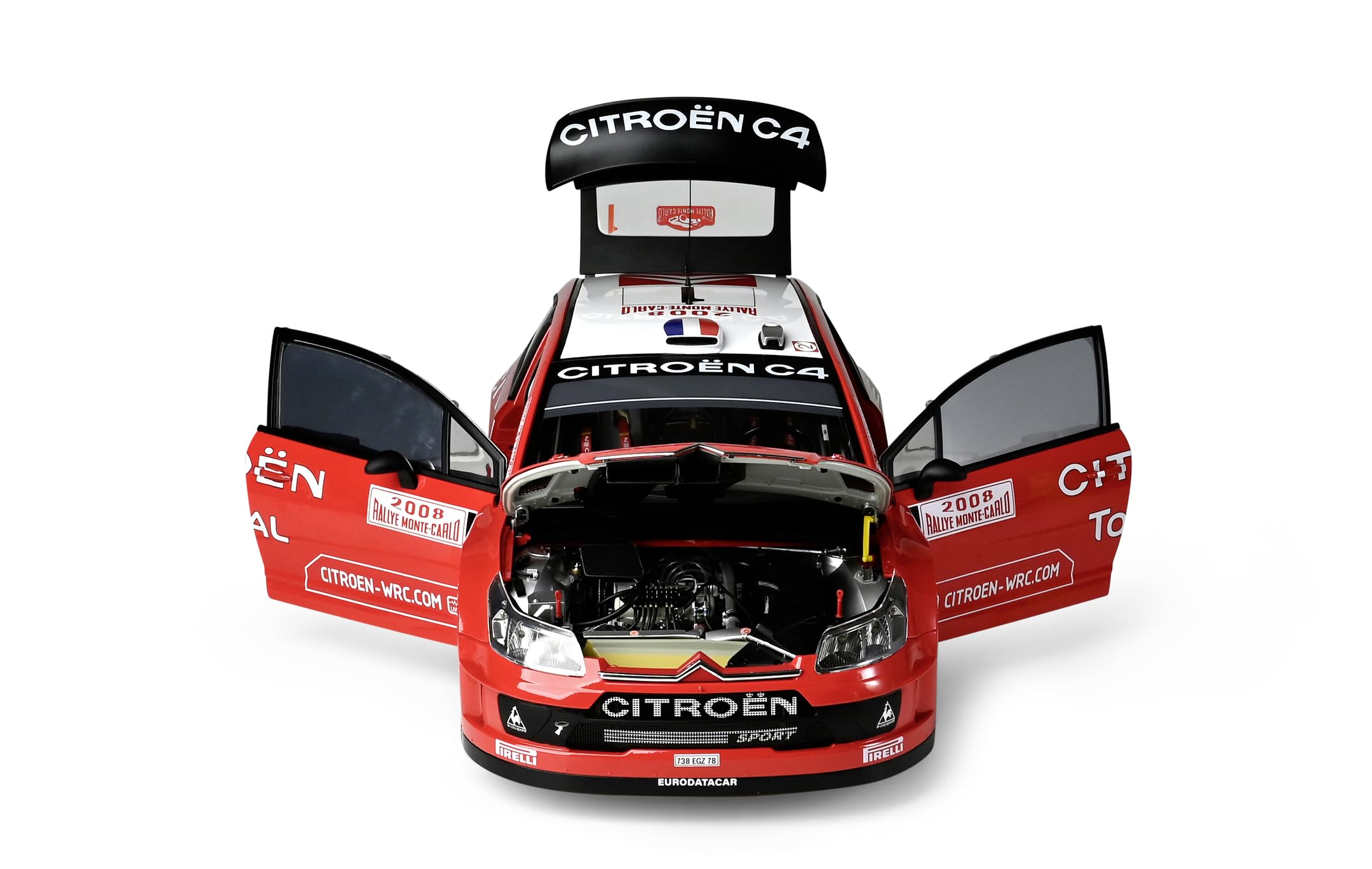 IXO Collections 1:8 1:8 IXO Citroen C4 WRC – modelarstwo, model stojący, wysokiej jakości zestaw do budowania, zestaw modelarski, funkcja oświetlenia, funkcja dźwięku, zestaw do montażu