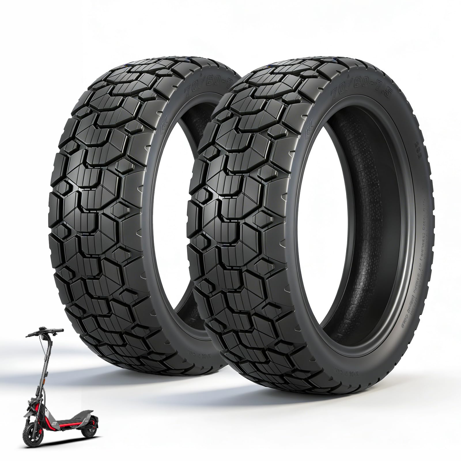 70/60-7.5 Pneumatico di Ricambio per Segway Ninebot ZT3 Pro Monopattino Elettrico 11 Pollici, Senza Camera d'Aria Anteriore/Posteriore (2 Pezzi)