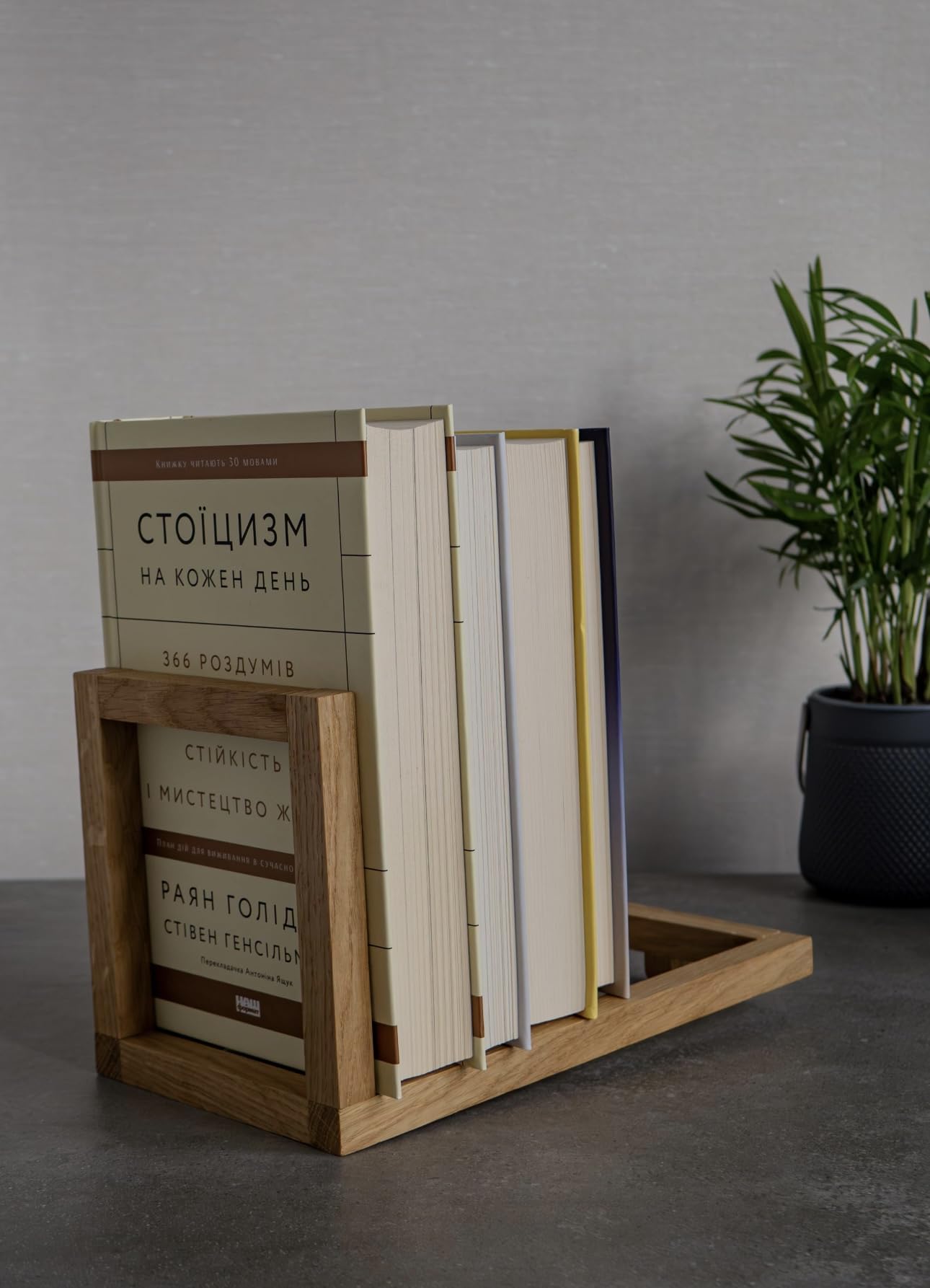 Wooden Book Stand, Oak Desktop Bookshelf Organizer, Minimalist Design Book Holder for Home Office, Handcrafted Storage Display Rack-image-32