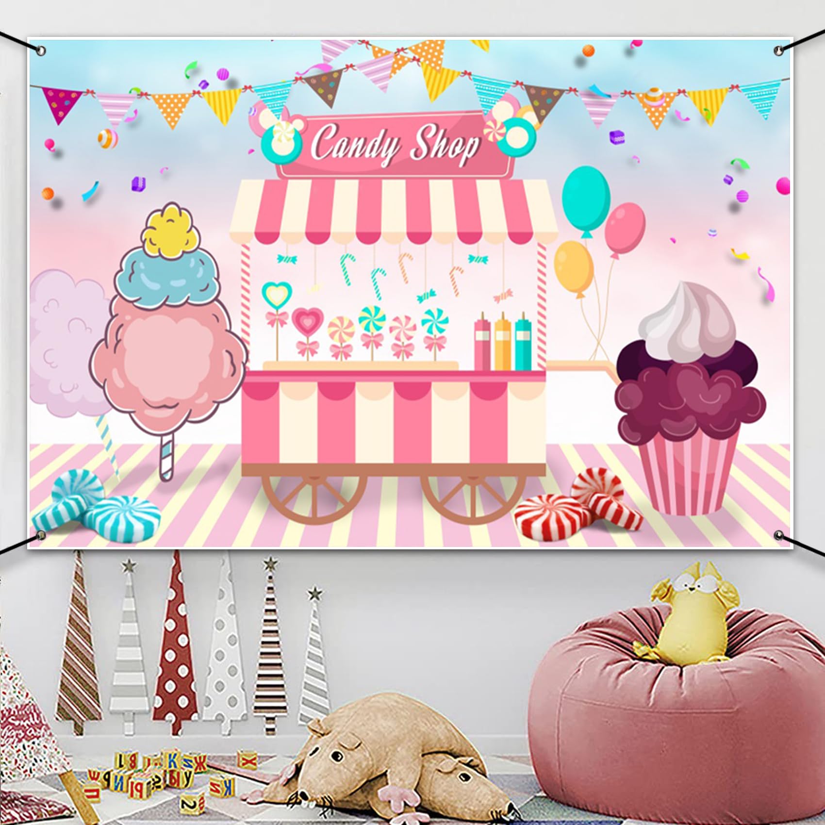Candyland Party Banner – 180x110 Cm, Süßigkeiten-Motiv, Für Geburtstage & Babypartys, Aus Polyester
