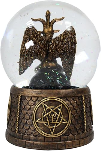 Miniatura 2 de Ebros Gift Wicca Occult Sabbatic Goat Baphomet - Globo de agua con purpurina de 5.25 pulgadas de alto con estrella pentagrama de ídolo satánico,