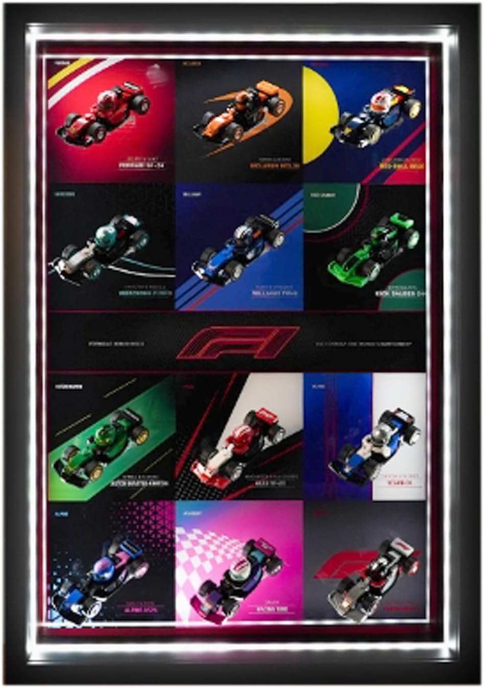 Acrylic Display Wall Mount Display Case Box for Lego 71049 F1 Racing Mini Model Kit, Dustproof Display Box, Storage Display Box (Box Only) (71049 F1+USB LED Light)