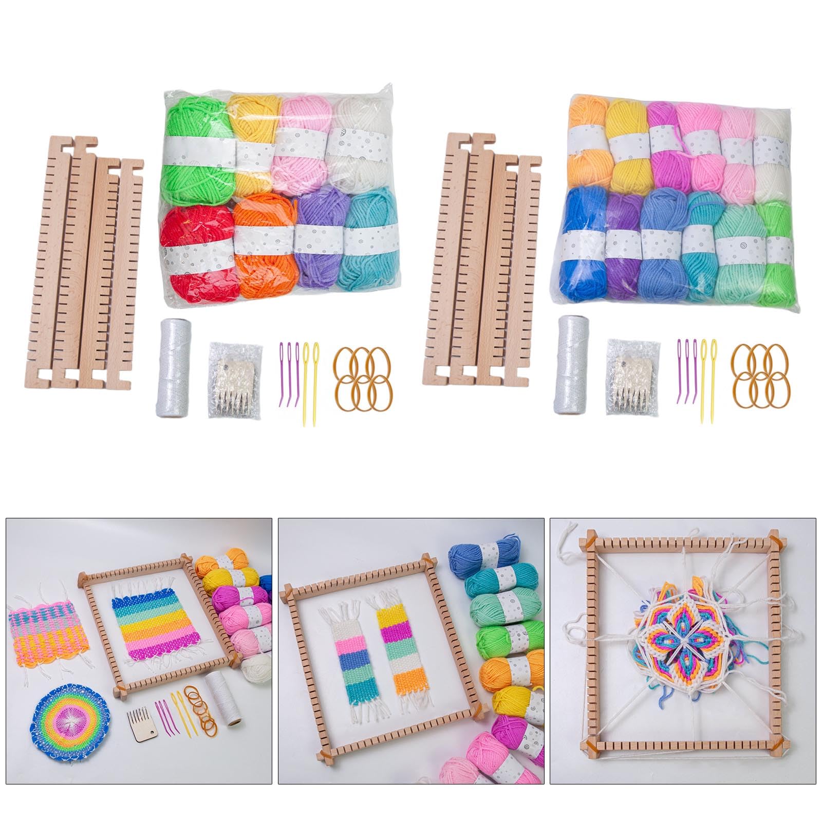 Kits Tejido 3 En 1 Práctico Tejido Madera Juguete Tejido Hecho A Mano Marco Madera Multifuncional