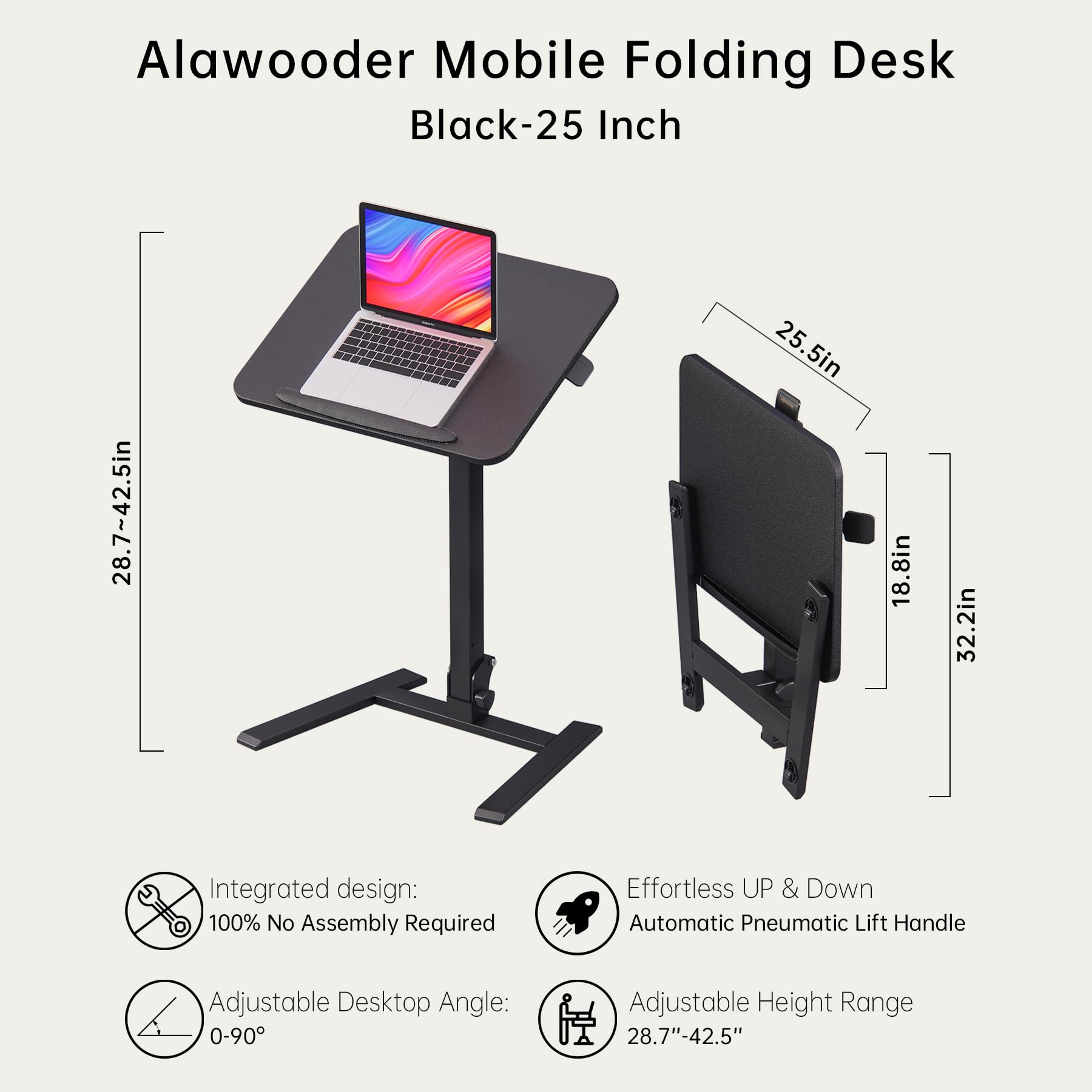 Amazon.com: alawooder Mobile Folding Desk 25 Inch - No