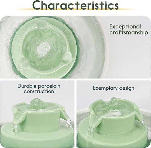 Miniatura 2 de Fuente de agua de cerámica para gatos, fuente para gatos de 2.1 L71 onzas con 3 filtros de carbono y 2 bombas de agua, fuente de agua para gatos y