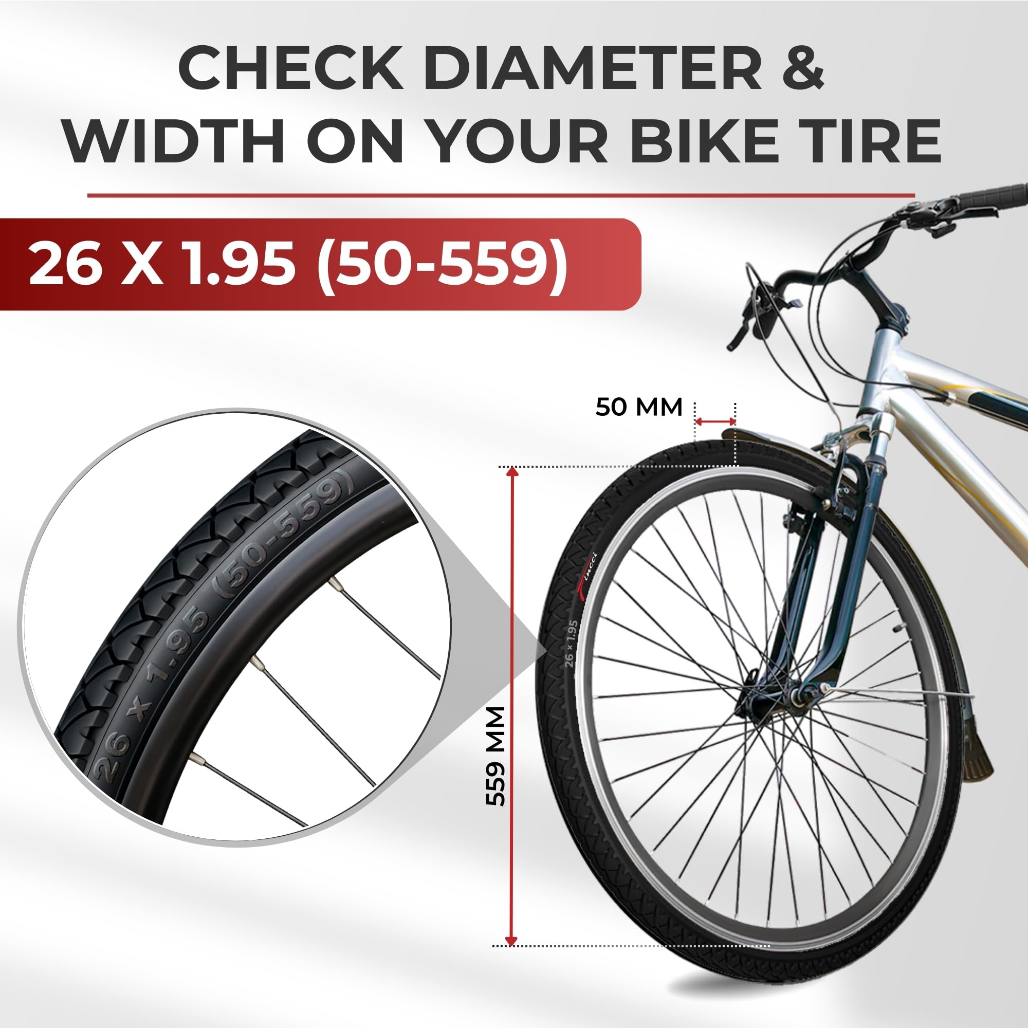 自転車　26インチ Amazon | Fincci City 26x1.95 自転車タイヤ - 滑らかな26インチ自転車