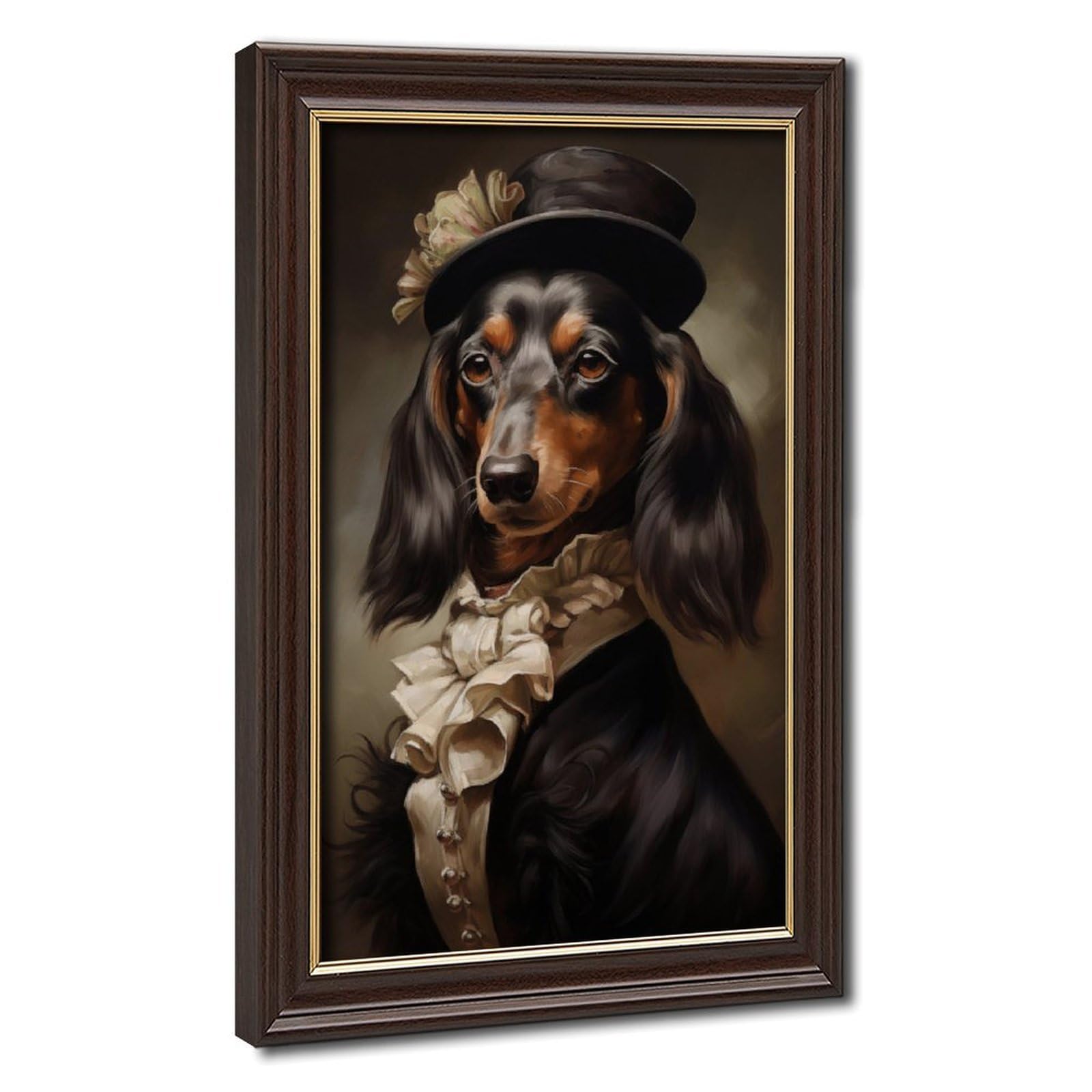 Pyberon Mokume Gane Frame-Style Dachshund Canvas Poster For Dorm Room Decor Gift