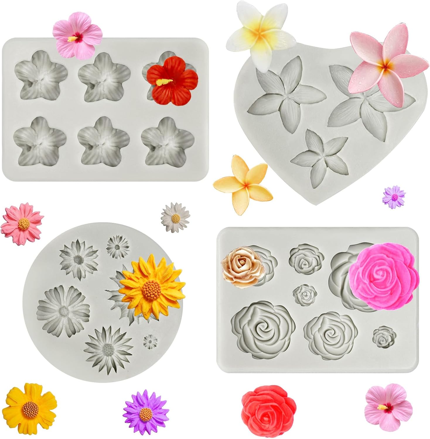 3 Pcs Marine Theme Silicone Molds, Fondant Cake Mold Seashell Starfish Conch Silicone Baking Mold Mermaid Tail Clay Molds for Cupcake Cake Decoration Chocolate Candy DIY Crafts Roxjaejae
