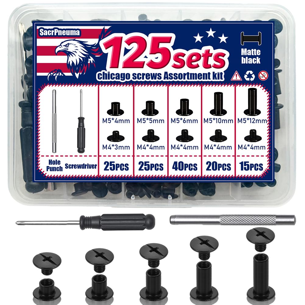 Chicago Screws for Leather - 135 Sets -12 Chicago Screws for Leather - 135 Sets -12