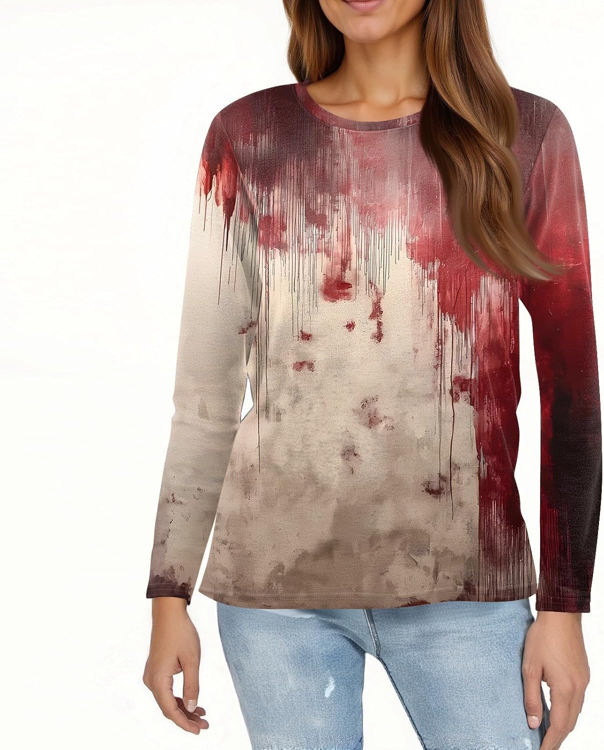Womens Halloween Fall Long Sleeve Crew Neck Cute Shirts | Women S Plus Size Dressy Tops, Women Tee Shirts, Womans Blouse, Business Clothes, Blusas De Mujer