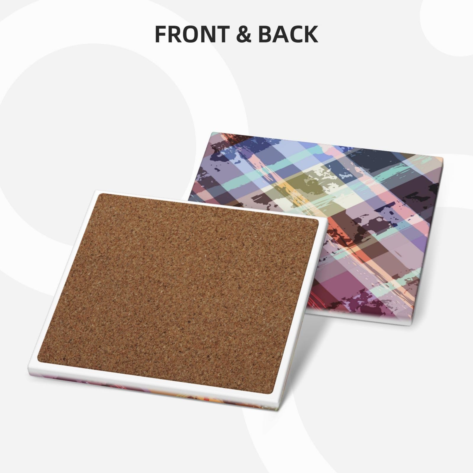 Set di 6 sottobicchieri decorativi in ceramica con stampa a reticolo in twill colorato