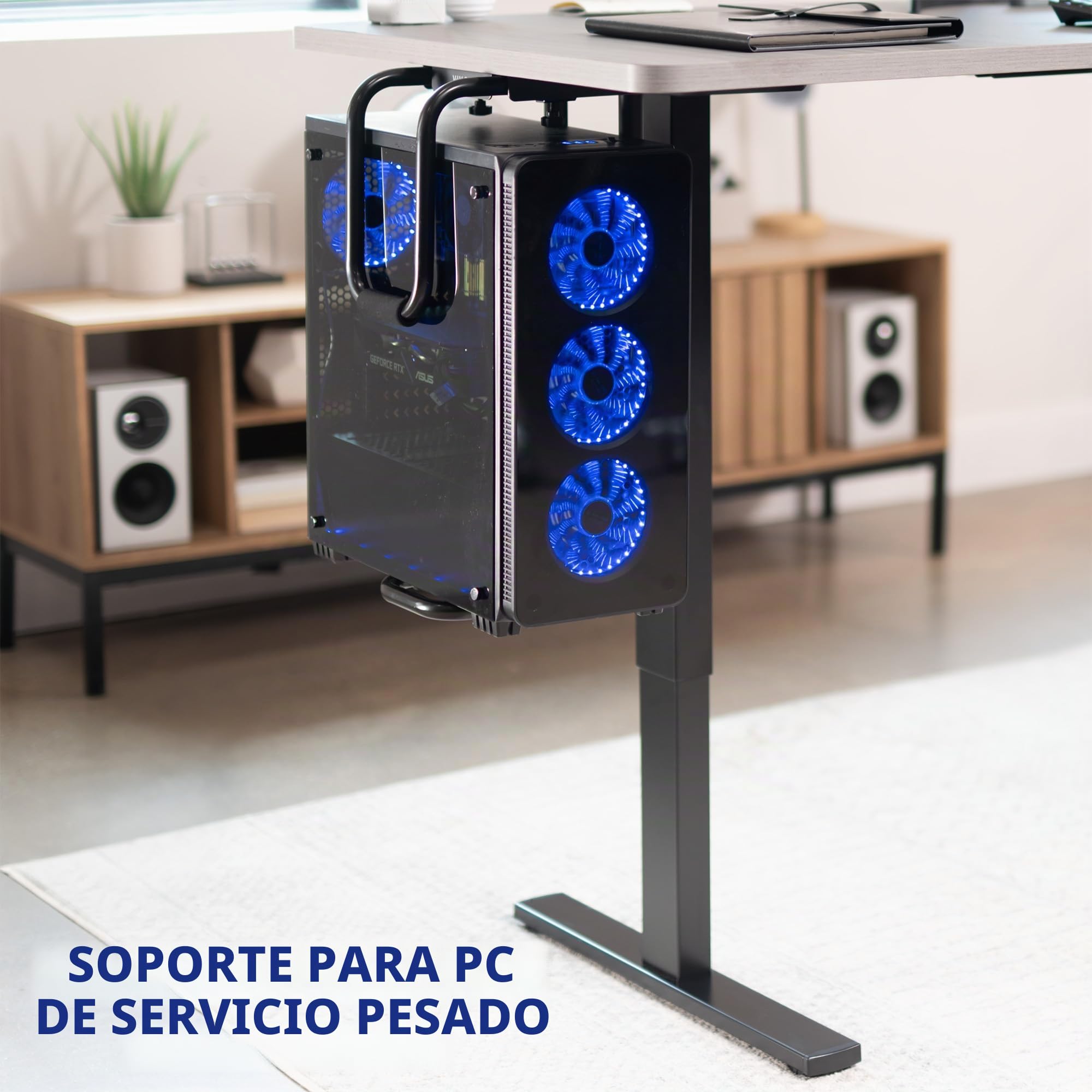 VIVO Soporte de PC Ajustable Resistente para Debajo del Escritorio, Soporte para CPU de computadora con Bloqueo Seguro, soporta hasta 30 kg, Negro, MOUNT-PC04B