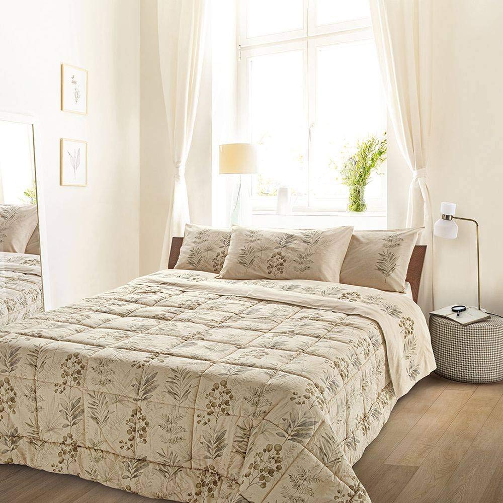 Completo Lenzuola Matrimoniali GABEL NATURAE - Cotone Puro, Made In Italy, Stampa Acqua Naturale - Foto 7