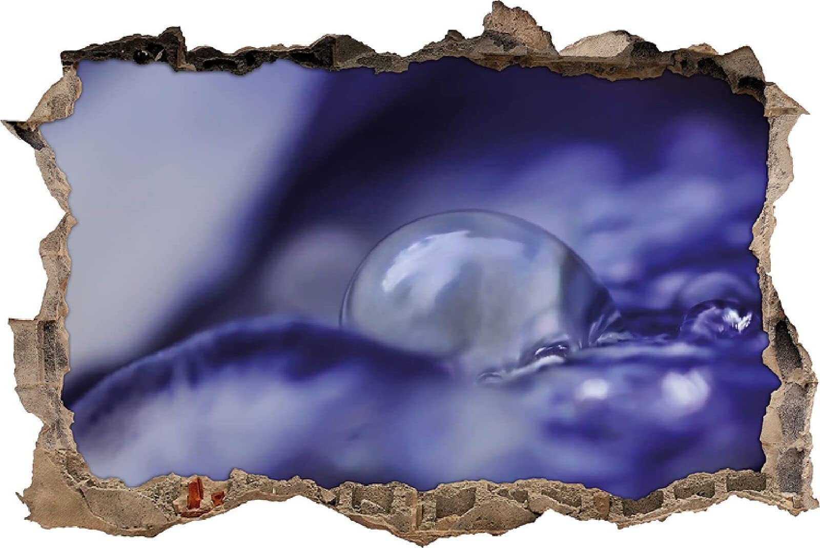 Naklejki ścienne 3D sztuka specjalny efekt widok na zewnątrz popękanej ściany dekoracyjne usuwalne zrób to sam winyl poranna rosa na fioletowym kwiatie naklejki ścienne tatuaż ścienny do sypialni dziecięcej salonu mural 75 x 113 cm