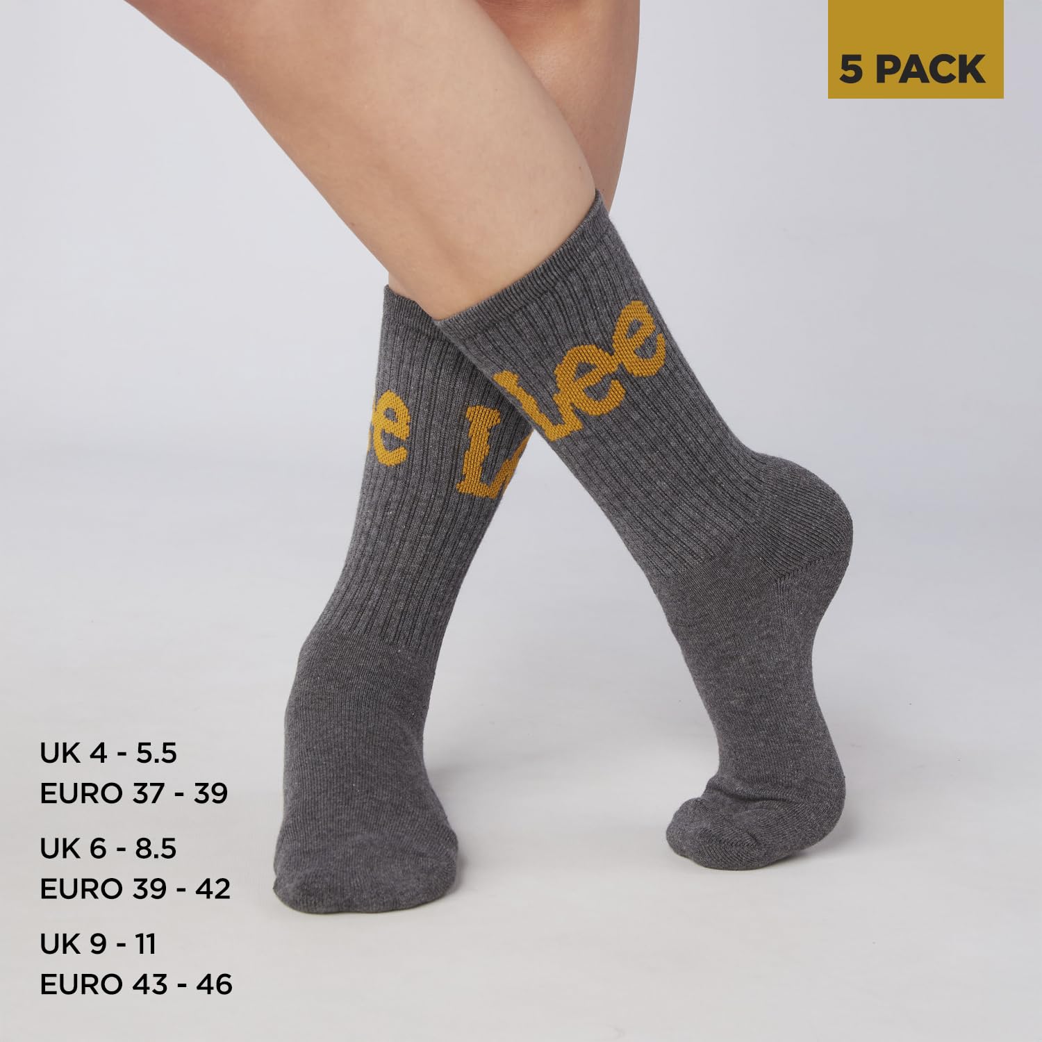 Lee Sportowe skarpety sportowe unisex Uniseks Unisex Lee Sport Socks In Black/White/Greys | Mens And Womens Wicking Breathable Casual Walking Athletic Sock