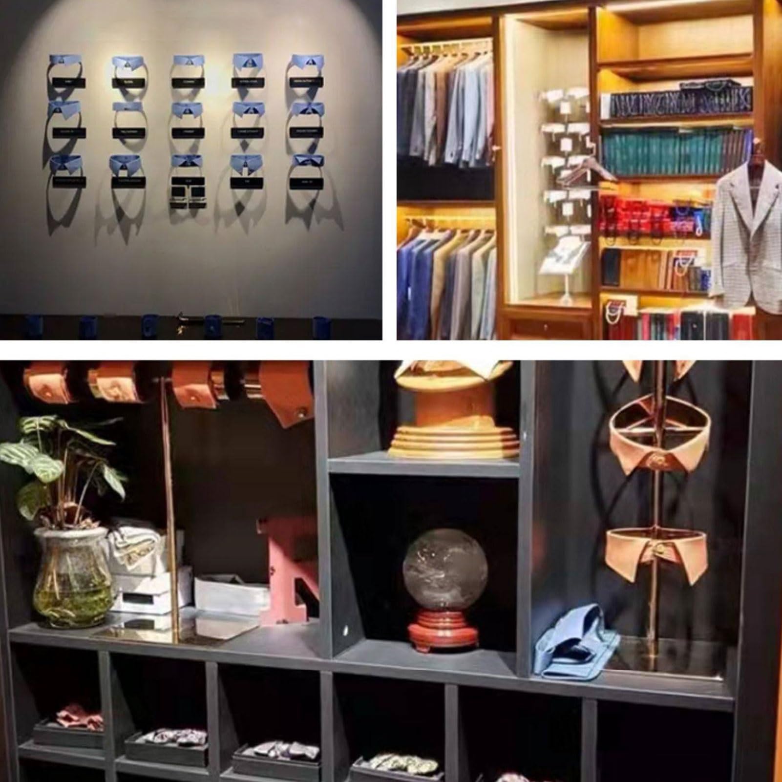 Espositore regolabile da parete in acciaio inox, per negozio di abbigliamento, confezione da 2, ideale per organizzare accessori per abiti