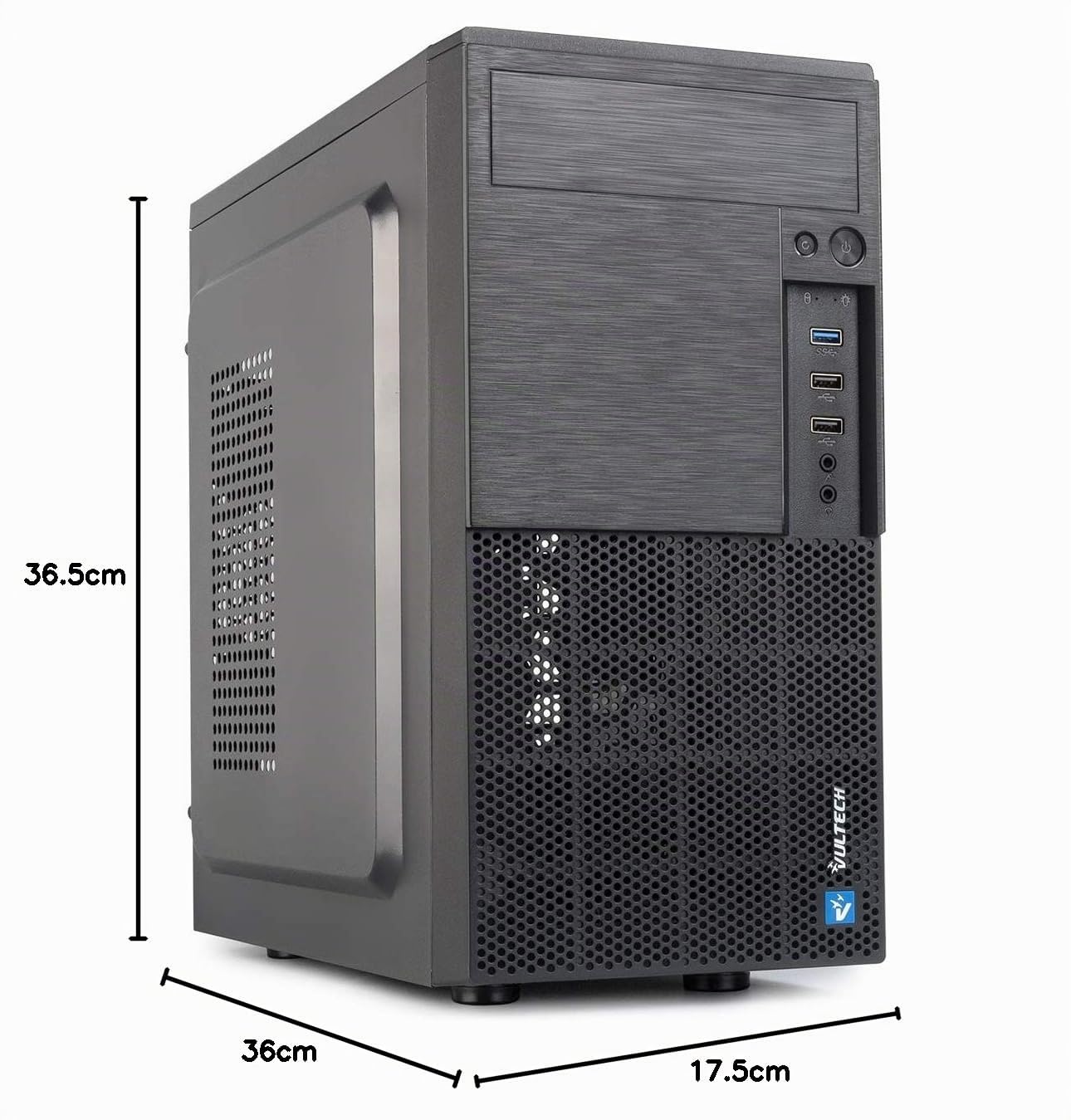 Case VulTech Micro-ATX VCO-M1699P Rev. 2.1 con alimentatore 250W, computer case compatto 1x USB 3.0, colore nero