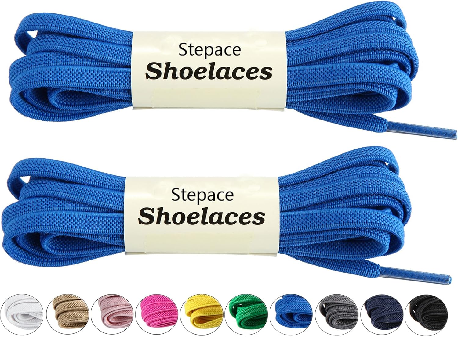 Stepace 2 paar platte schoenveters, 8 mm breed premium vervangende veters voor sportschoenen, sportschoenen en vrijetijdsschoenen Ivoor140
