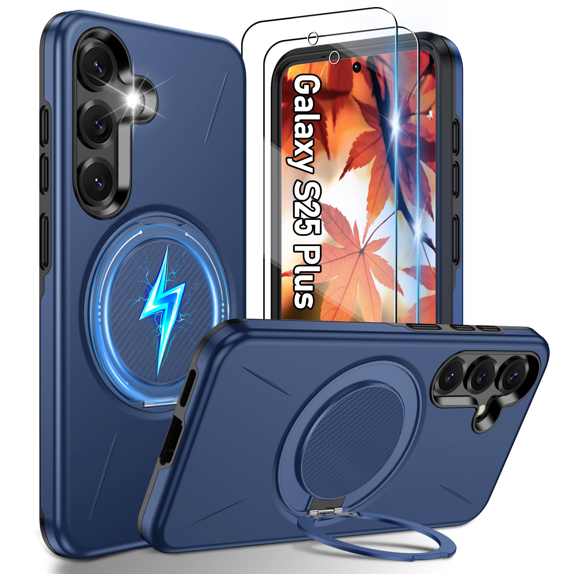 Gritup für Samsung S Serie Gehäuse [Kompatibel mit MagSafe Zubehör]: 2 Stück HD-Bildschirmschutz, eingebauter Kickstand, Dual Layer Stoßdicht, Kamera Guard, Samt Touch