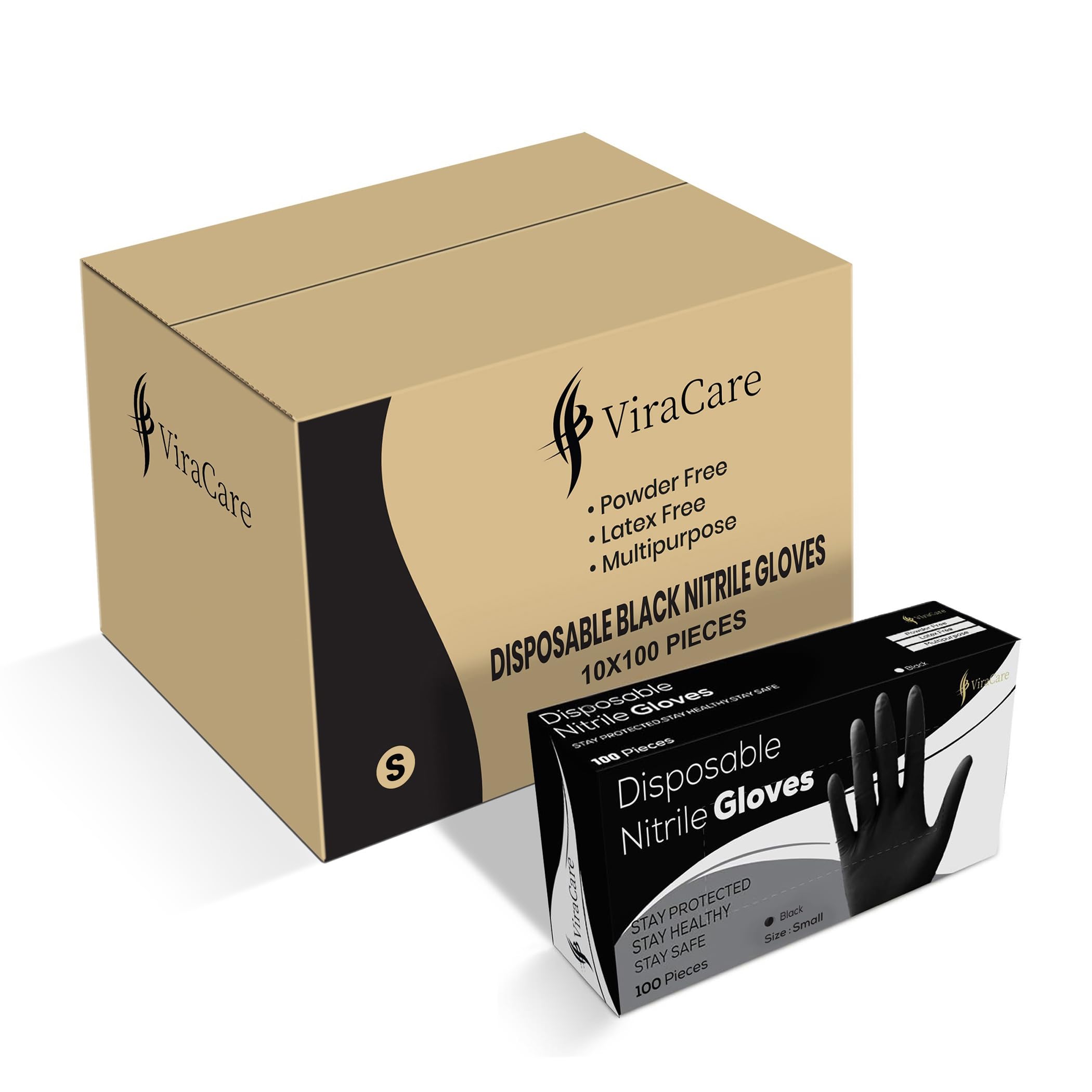1000 x Black Disposable Gloves Small | Black Nitrile Gloves Small | Latex free Gloves | Powder Free Gloves | Black Gloves Disposable | Strong And Non-Sterile | (Small)