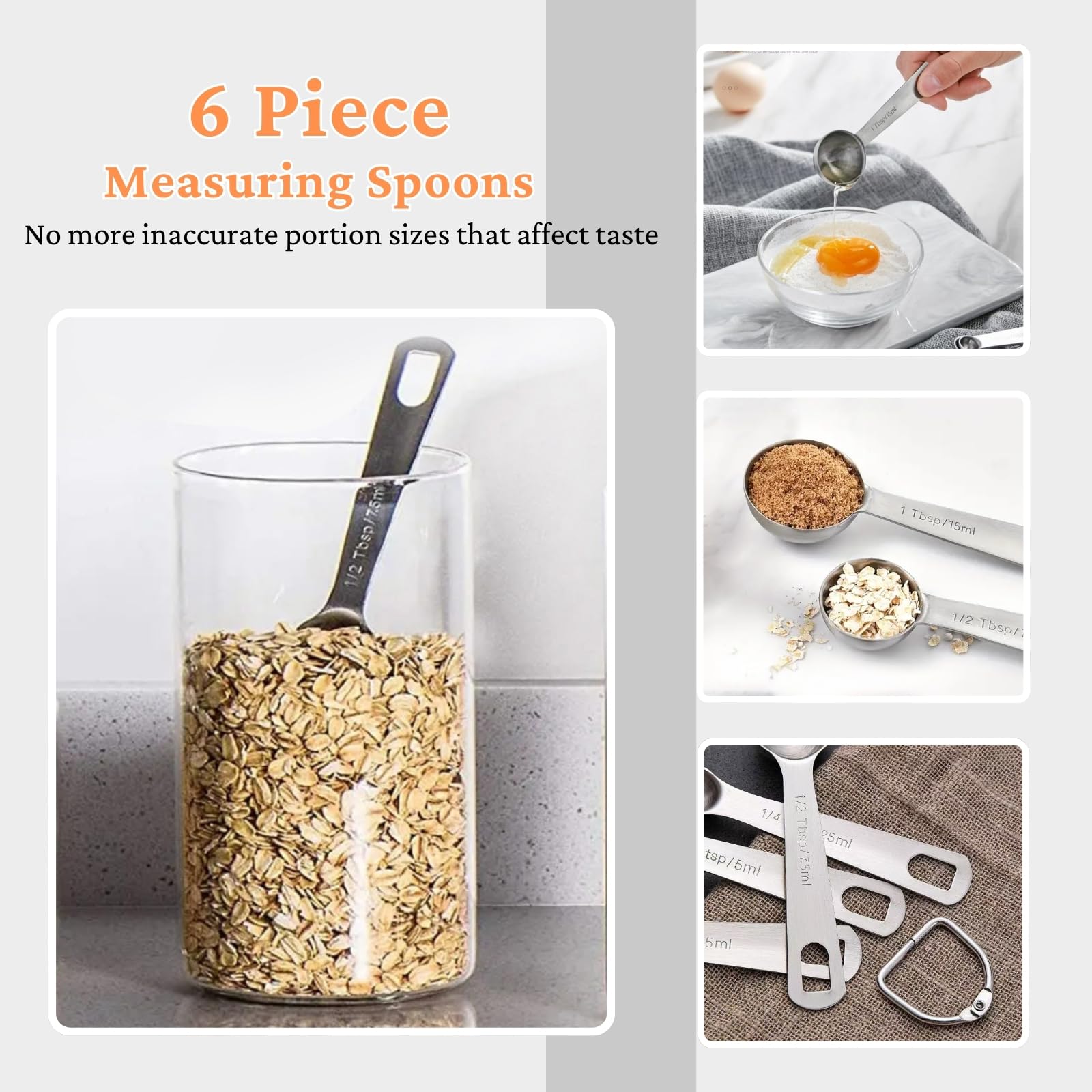 18PCS Measuring Set, Include 7 Nesting Cups, 6 Measuring Spoons & 5 Mini Spoons, Stainless Steel Metal Set - Image 4