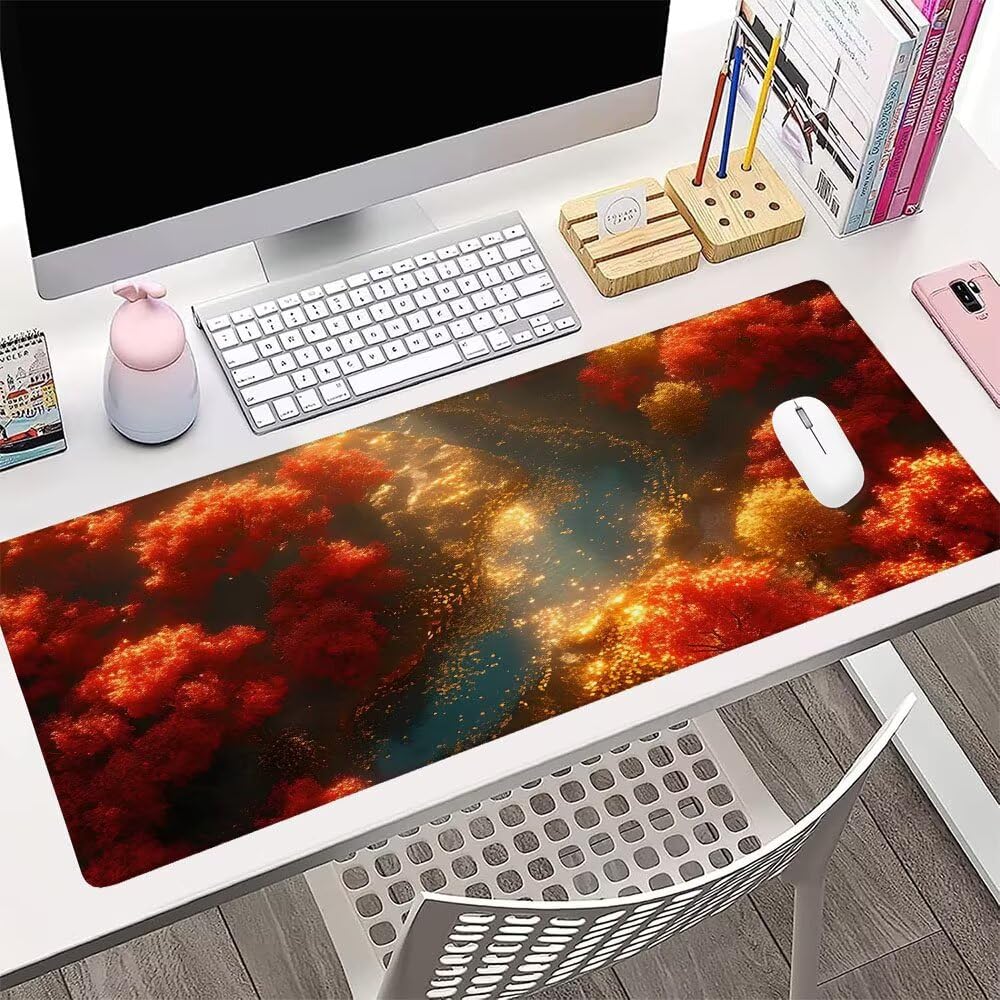 Podkładka pod mysz XXL kolor pomarańczowy pod ręką biurko akcesoria do gier klawiatura podkładka pod mysz krajobraz rozszerzony szeroka mata do gier 1400 x 600 x 3 mm wodoodporna antypoślizgowa gumowa