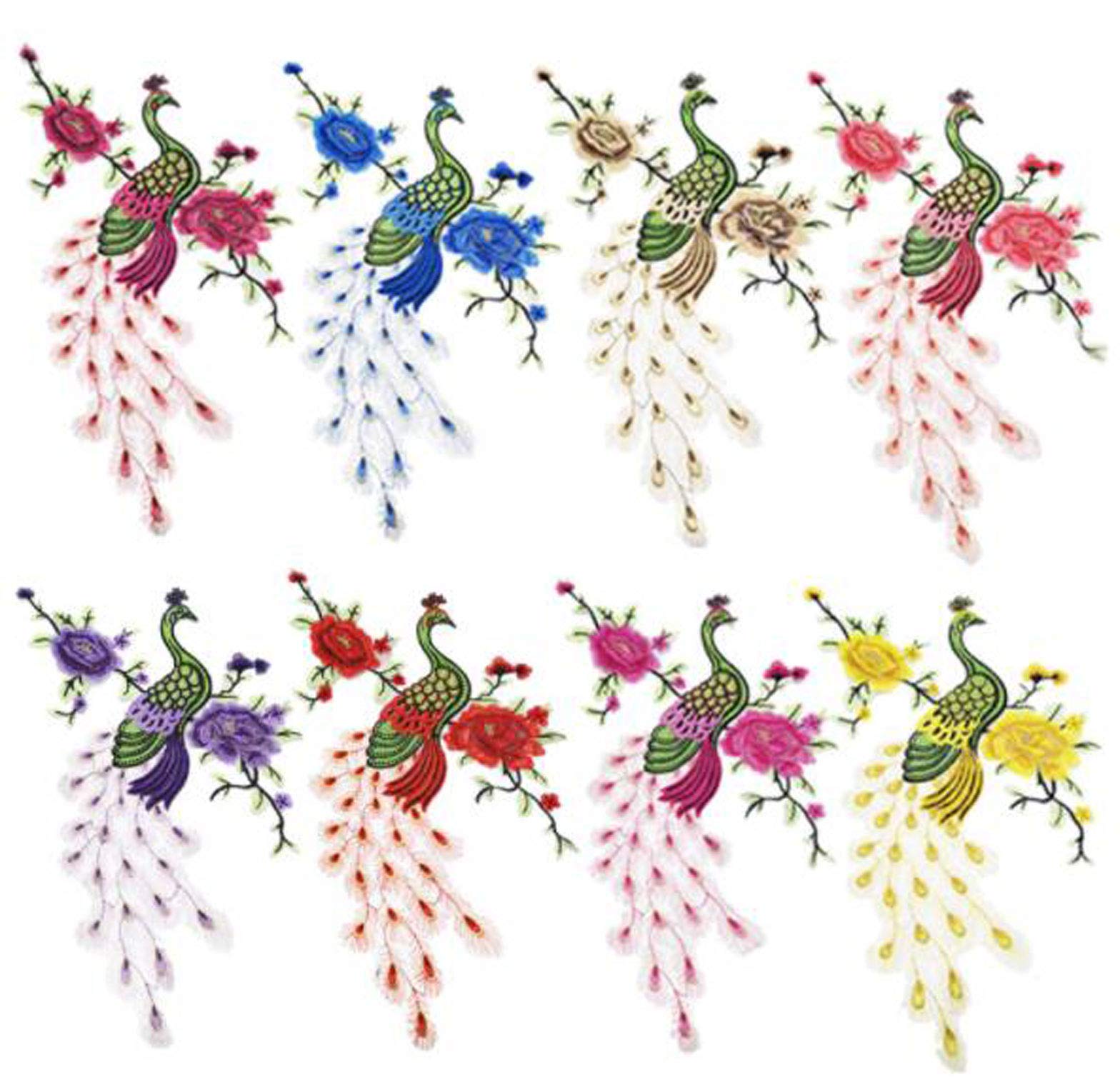 Amazon | ふく福 孔雀 刺繍 アイロンアップリケワッペン パッチ ドレス