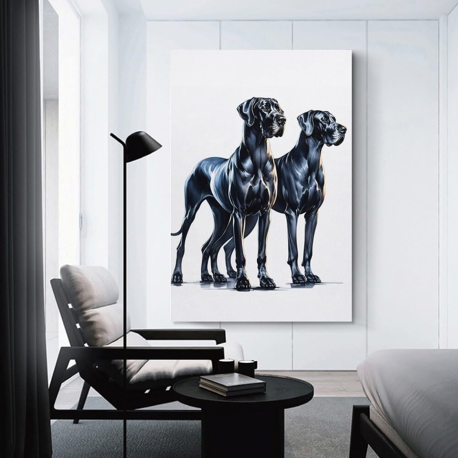Junmoney Two Great Danes Canvas Wall Decor 20x30inch(50x75cm), for Corridors, Hallways Or Apartment Entries, A Stylish Accent for Home Entrances