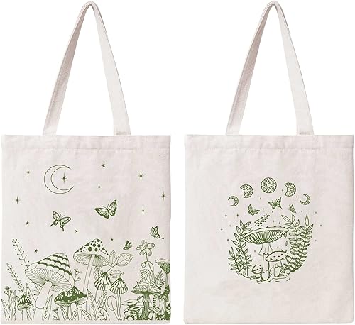 THEYGE Mushroom Tote Bag Aesthetic Vintage Tote Bag Cotton Canvas Bag Cute Mushroom Tote Bag for Women Reusable Grocery Bag THEYGE Mushroom Tote Bag Aesthetic Vintage Tote Bag Cotton Canvas Bag Cute Mushroom Tote Bag for Women Reusable Grocery Bag