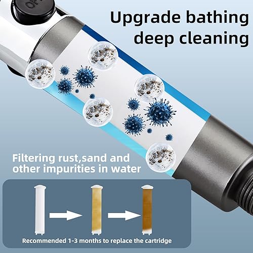 Miniatura 2 de Cabezal de ducha de alta presión con cabezal de ducha de mano de alta presión para cabezal de ducha de agua dura, color plateado