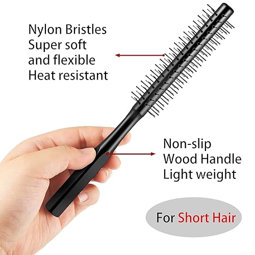 Miniatura 3 de Geiserailie 2 piezas de peine redondo grueso para el cabello, cerdas redondas, cepillo de secado por soplado, cepillo pequeño para cabello corto,