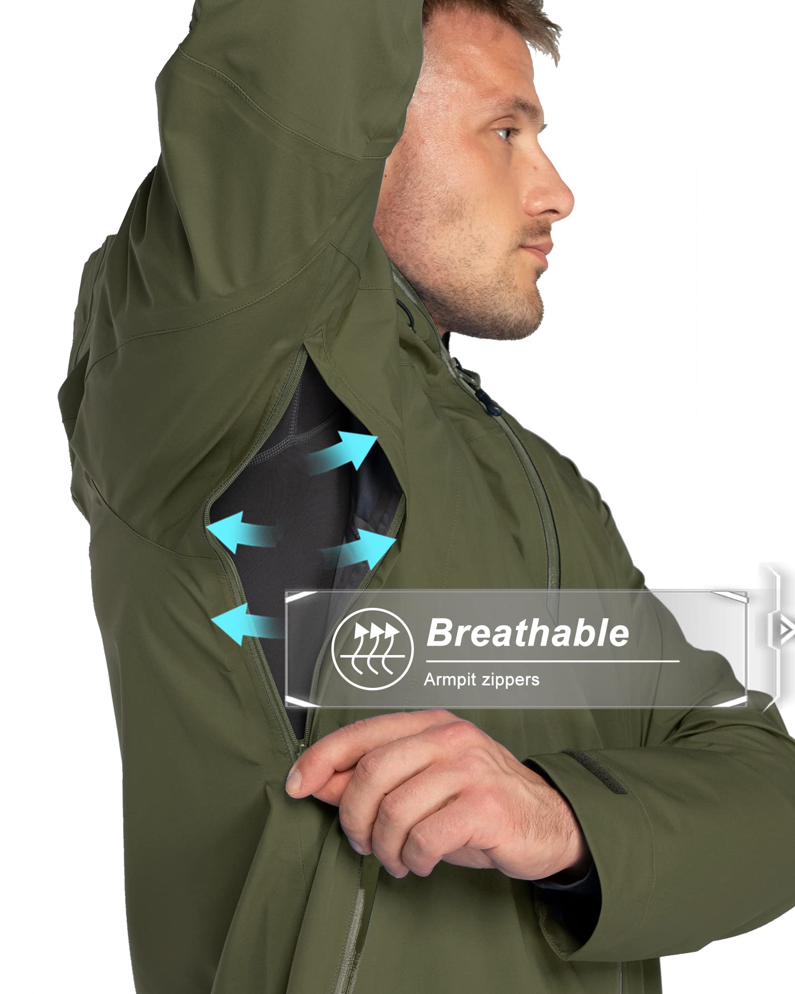 33,000ft Chubasquero ligero para hombre, chaqueta softshell impermeable, cortavientos, chaqueta para exteriores, transpirable, chaqueta funcional para trekking, senderismo, camping