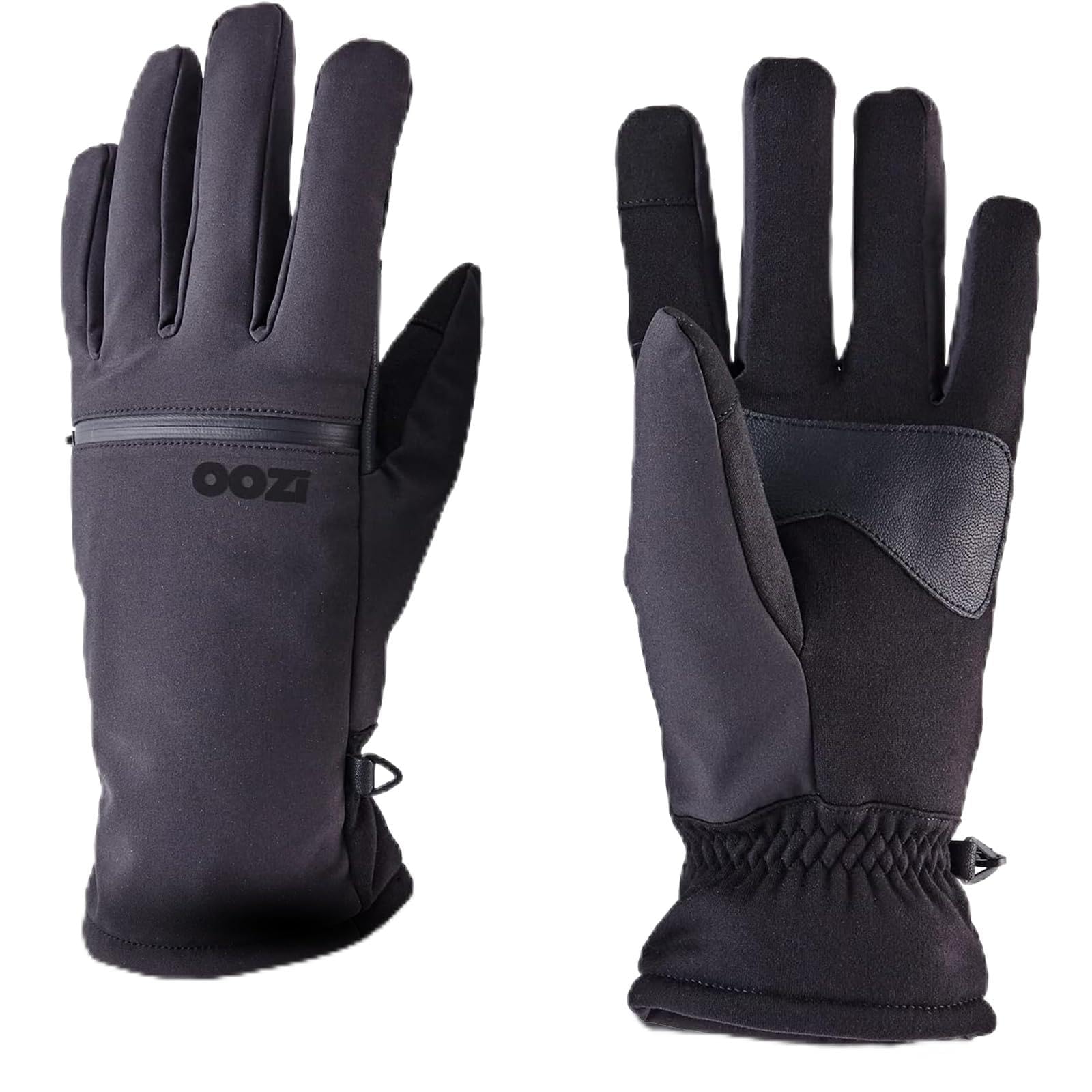 OOZi Guantes de invierno para hombre y mujer, resistentes al viento, repelentes al agua, guantes cálidos con bolsillo con cremallera para clima frío