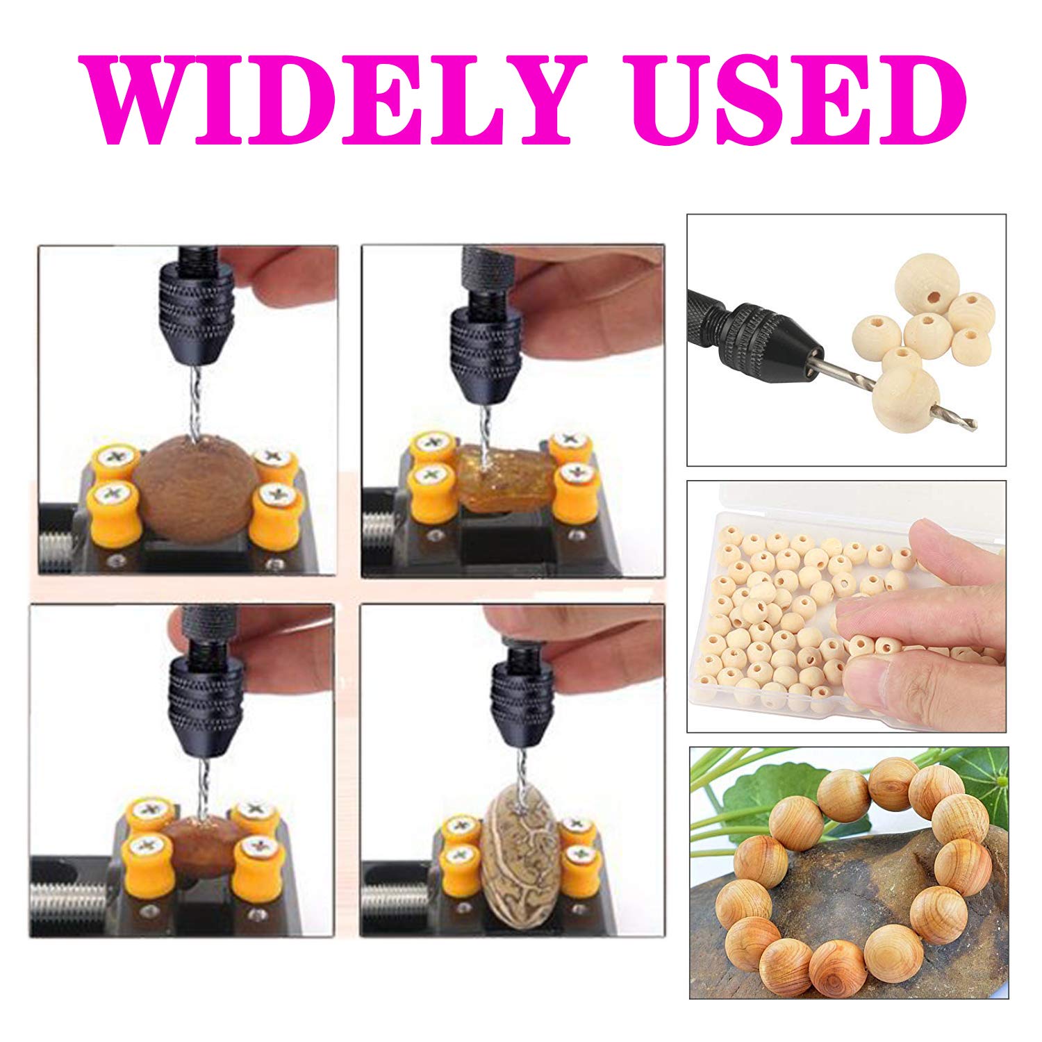 VENEKETY Hand Drill Set Precision Pin Vise with 25 Pieces Twist Drill Bits for Craft Carving DIY Model Jewelry Walnut Amber Beeswax Olive Nut Etc (0.5-3 mm Drill Bit) 4