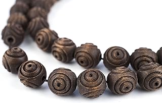 The Bead Chest Carved Vintage-Style Round Olive Wood Beads from Bethlehem (10mm)