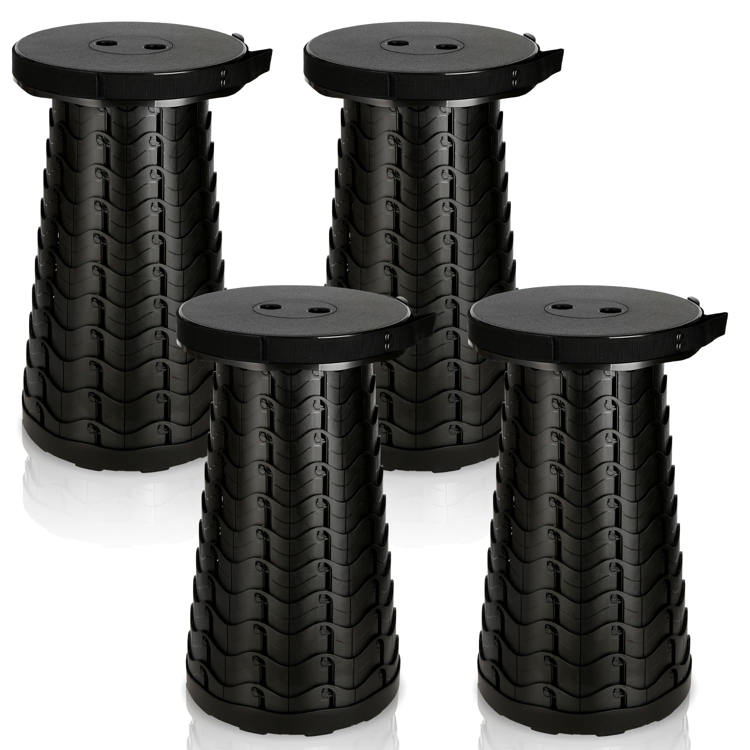Eulenke 4X Tragbarer Klapphocker, Leichte Teleskophocker Tragfähigkeit 220 kg, 6-44 cm Höhenverstellbare Falthocker, Ausziehbarer Campinghocker, Faltbarer Hocker für Camping Garden Angeln Wandern