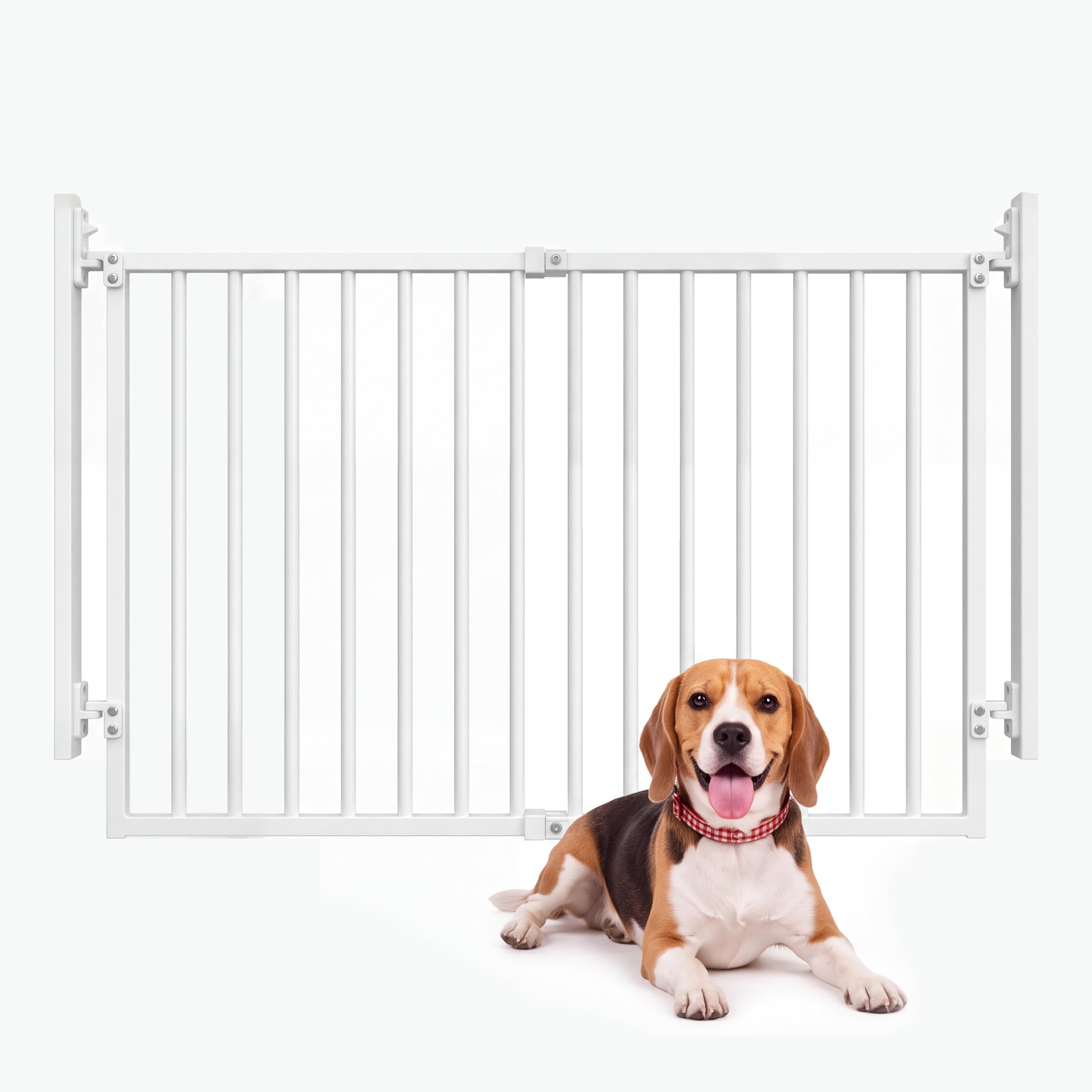 MoraRise 75cm Pet Gate, Adjustable 60-130cm Safety Gate for Cats & Dogs, No-Drill Wide Gate with One-Hand Operation, Auto-Close Door, Stair, Hallway Use
