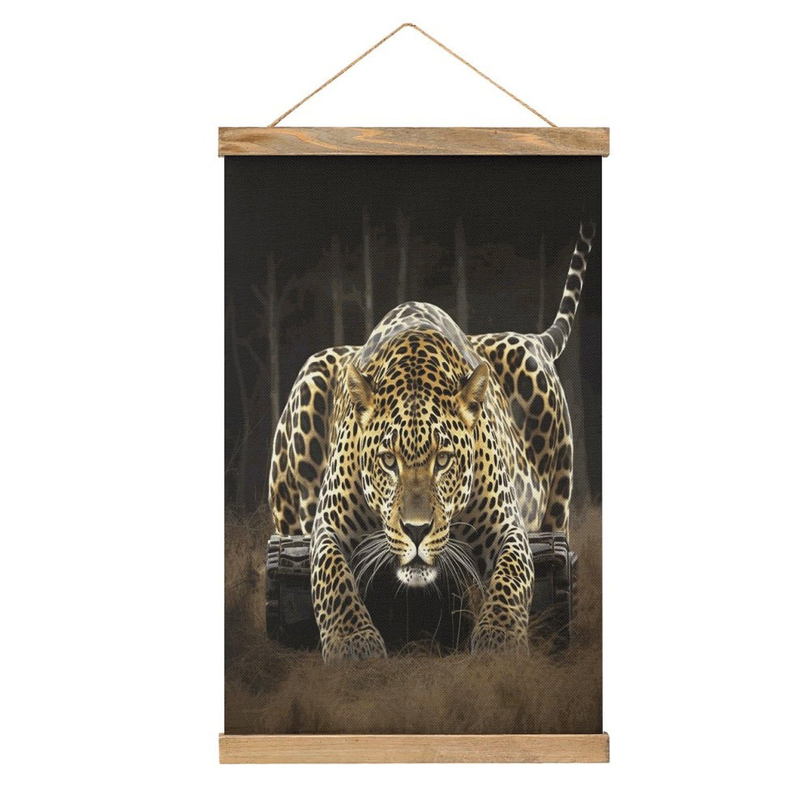 FekiLoot Leopard2 Wall Art Poster Hanger Frame Linen Wall Art Decor Vintage Hanging Poster Hanging Wall Decor Rustic Retro Wall Art Print for Living Room Decor 20.4 X 13.1Inches