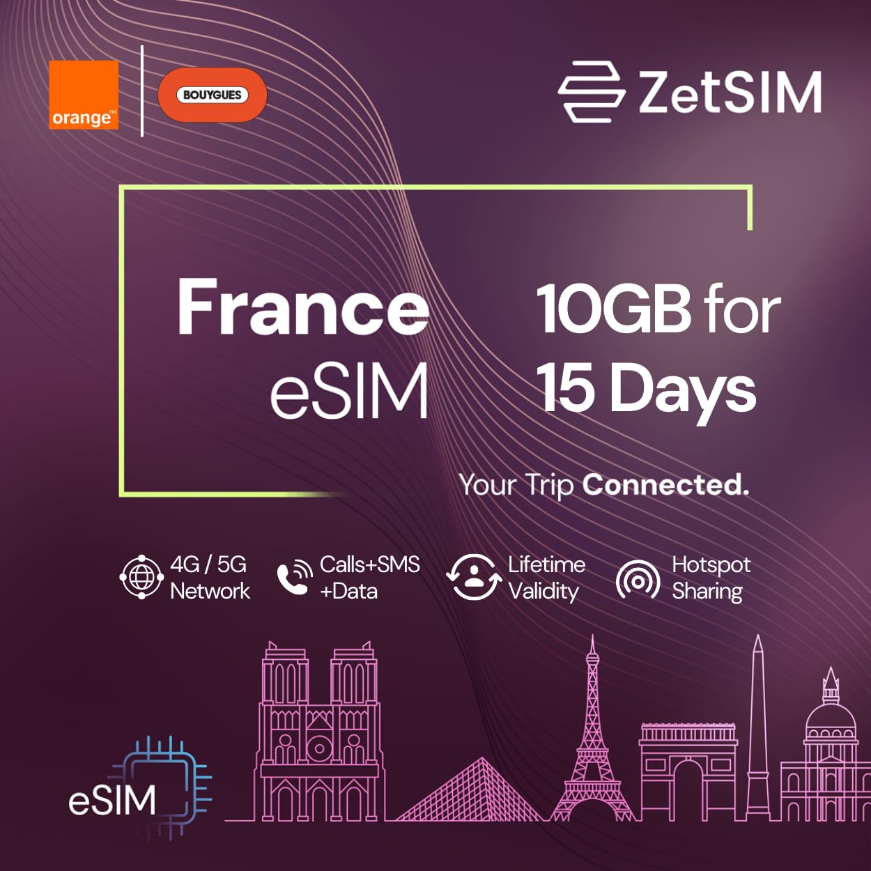 France Local eSIM |10GB Data for 15 Days | 4G/5G High-Speed Data | One SIM for Lifetime | Instant QR Code Activation | Easy App Top-Up | Hotspot Sharing | No Contract-image-42