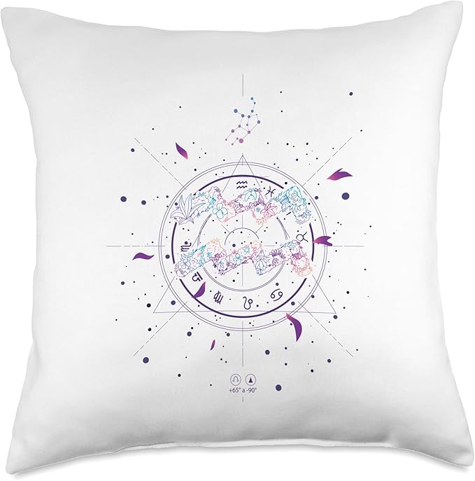 Floral Zodiac Symbol, Cool Astrology Horoscope Aquarius Throw Pillow