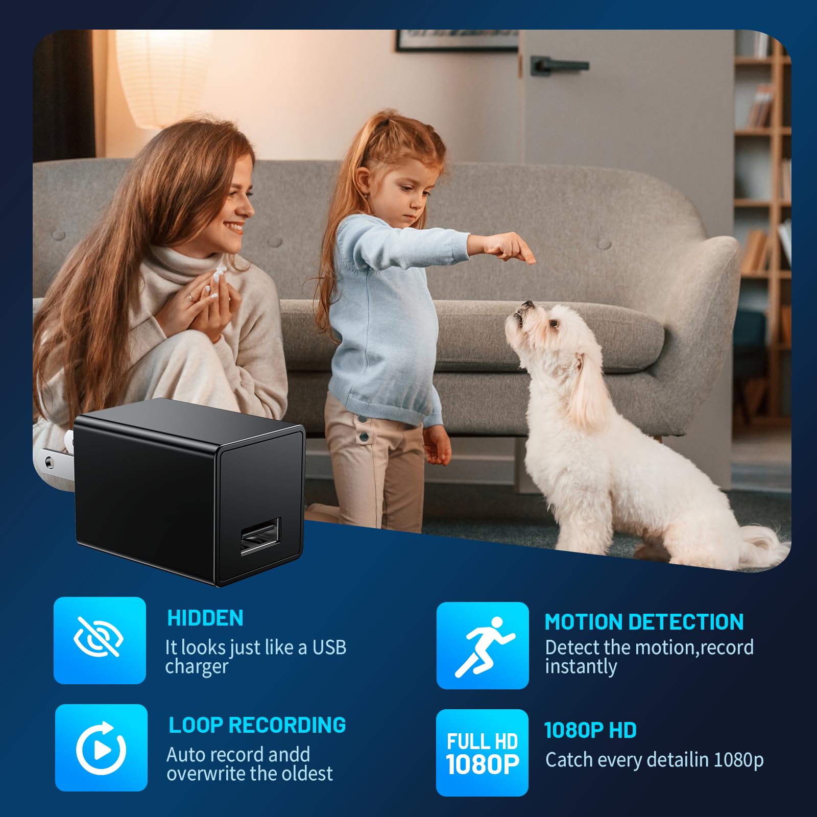 Home Security Camera 1080P with WiFi,Indoor Surveillance Camera with Audio, Motion Detection with Night Vision Home Surveillance — view 3