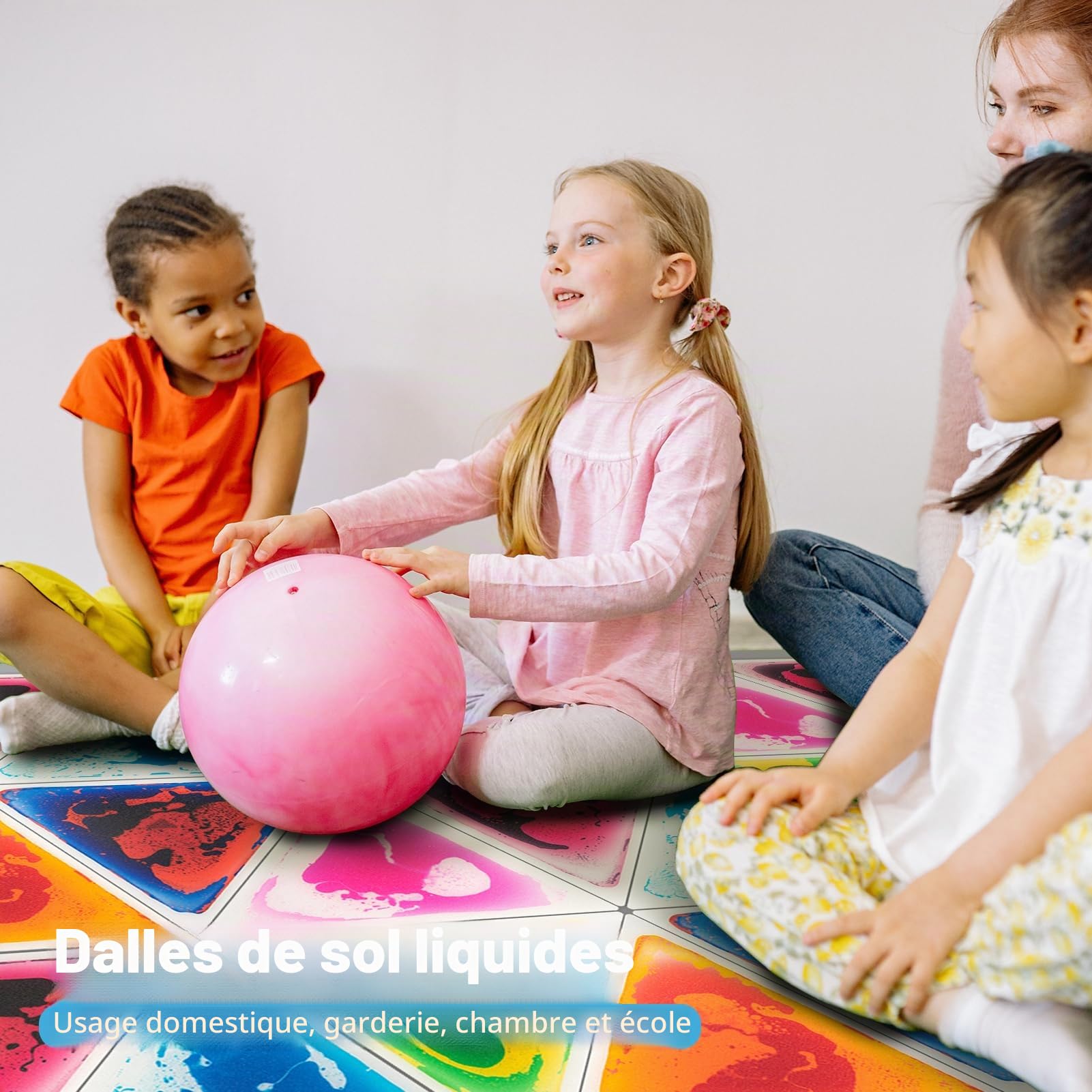 Art3d Lot de 6 Dalles de Sol liquides colorées à Fusion Liquide sensorielle Senroy Tapis de Jeu de Danse pour Enfants Tout-Petits Enfants,37,5 x 37,5 cm, Triangle