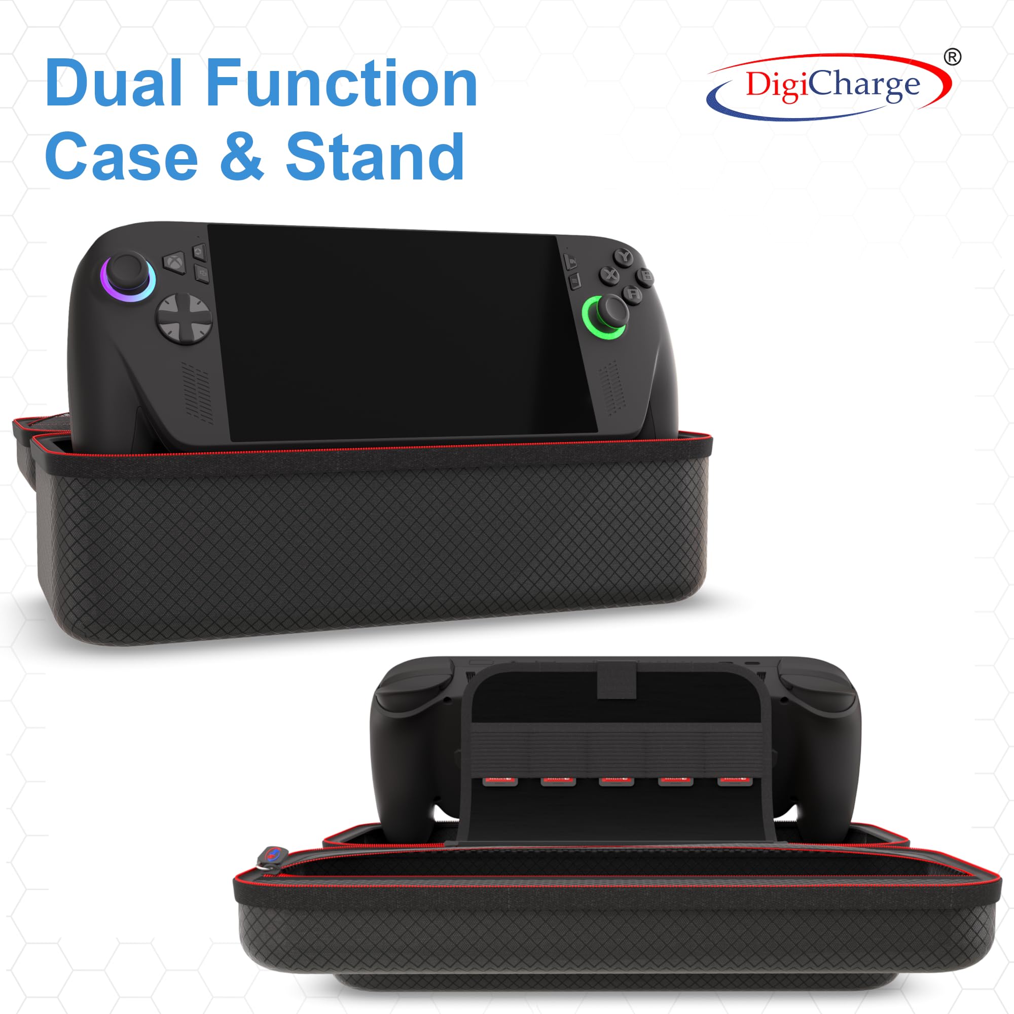 Digicharge Custodia per Rog Xbox Ally / Ally X e accessori - 2 x protettive per schermo, Custodia rigida per il trasporto, custodia protettiva da viaggio portatile per (2025) X Box portaoggetti