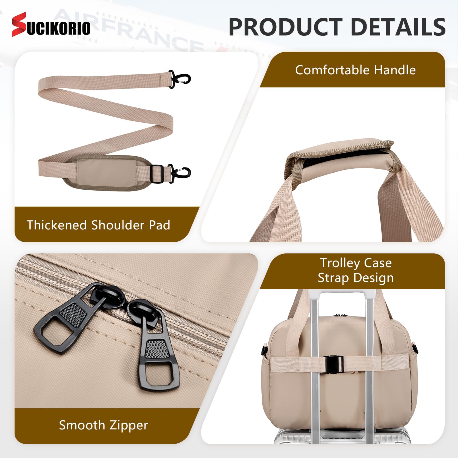40x30x15cm British Airways Air France Jet 2 Handgepäck Tasche für Flugzeug, Wasserdicht Oxford Reisetasche Faltbar Cabin Bag 18L Carry On Luggage Weekender Damen Herren Mit Nasstasche