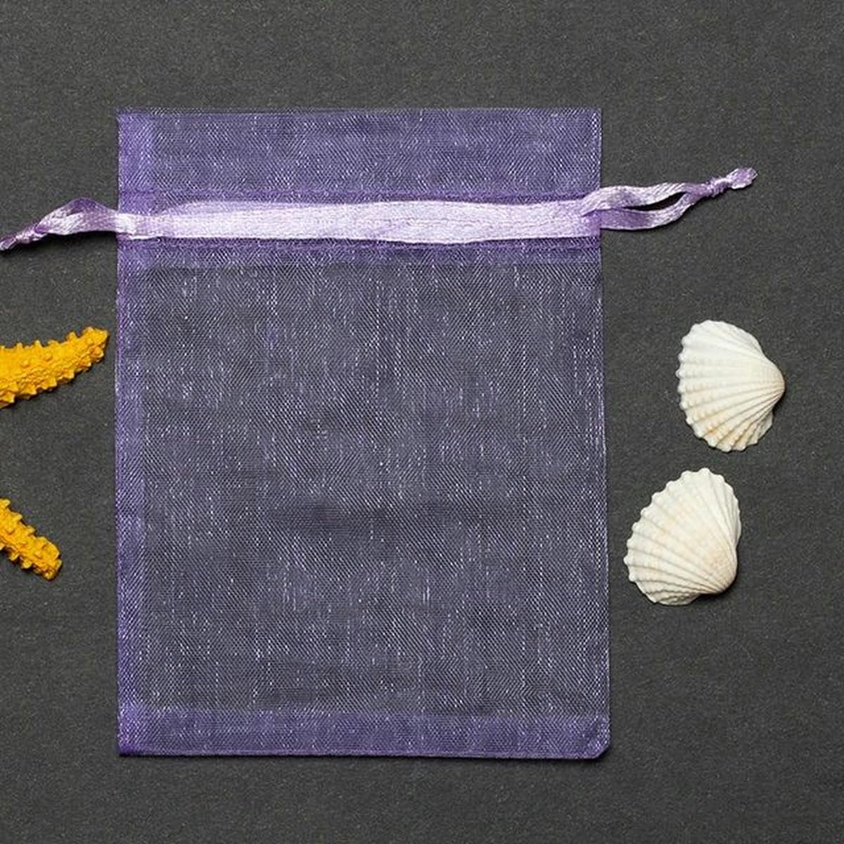 Sac en organza en vrac, 50 pièces/lot 7 x 9/9 x 12/10 x 15/11 x 16/13 x 18 cm Sachets en organza avec cordon de serrage Sacs d'emballage de bijoux Mariage Petit sac cadeau (violet clair, 11 x 16 cm)