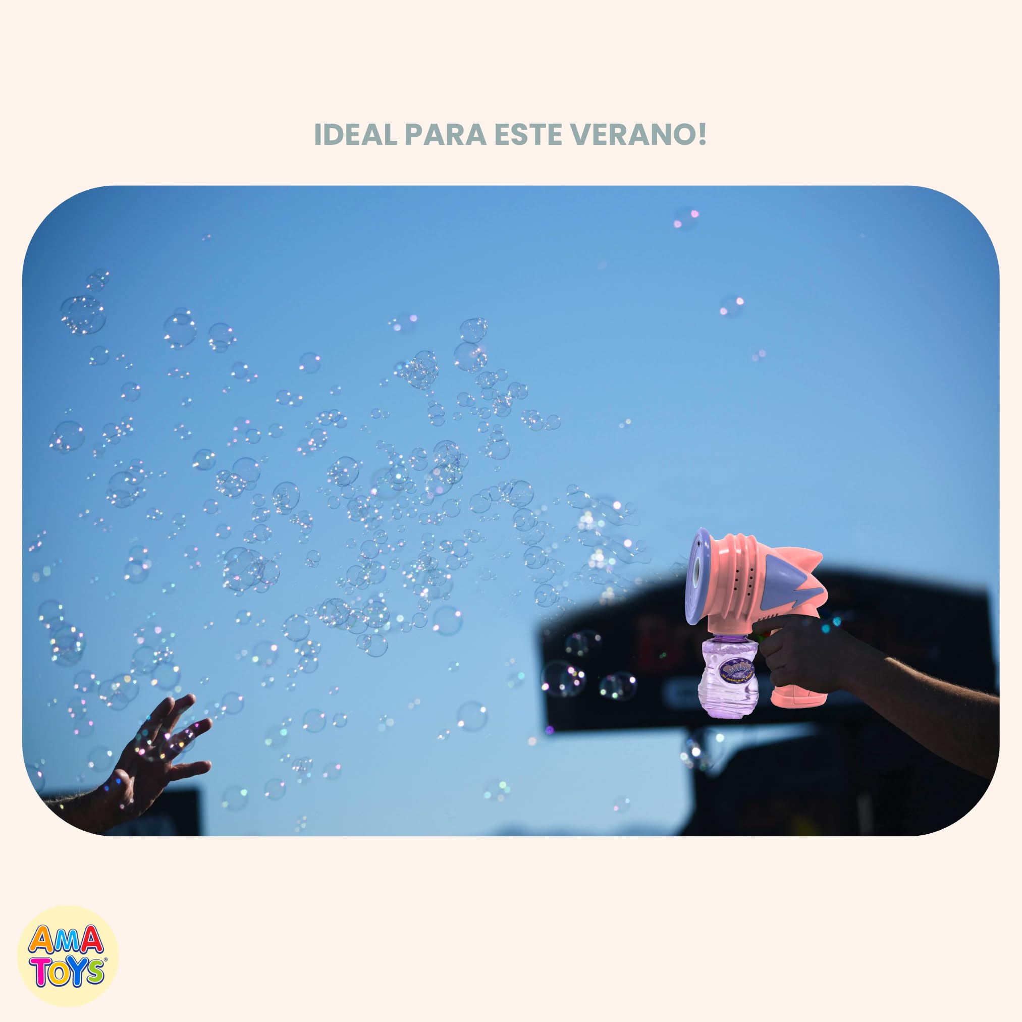 Set de 2 Pistolas de Burbujas Automatica con Luz y Musica + Botellas de Solucion – Juguete para Niños, Fiestas, Regalos y Verano al Aire Libre