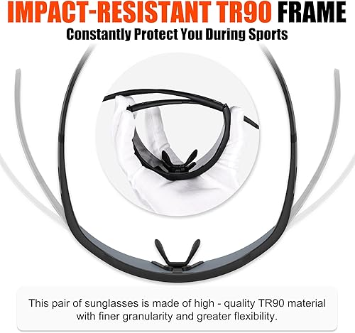 Miniatura 6 de X-TIGER Gafas de ciclismo polarizadas con 5 lentes intercambiables, MTB ciclismo, béisbol, correr, deportes, para hombres y mujeres