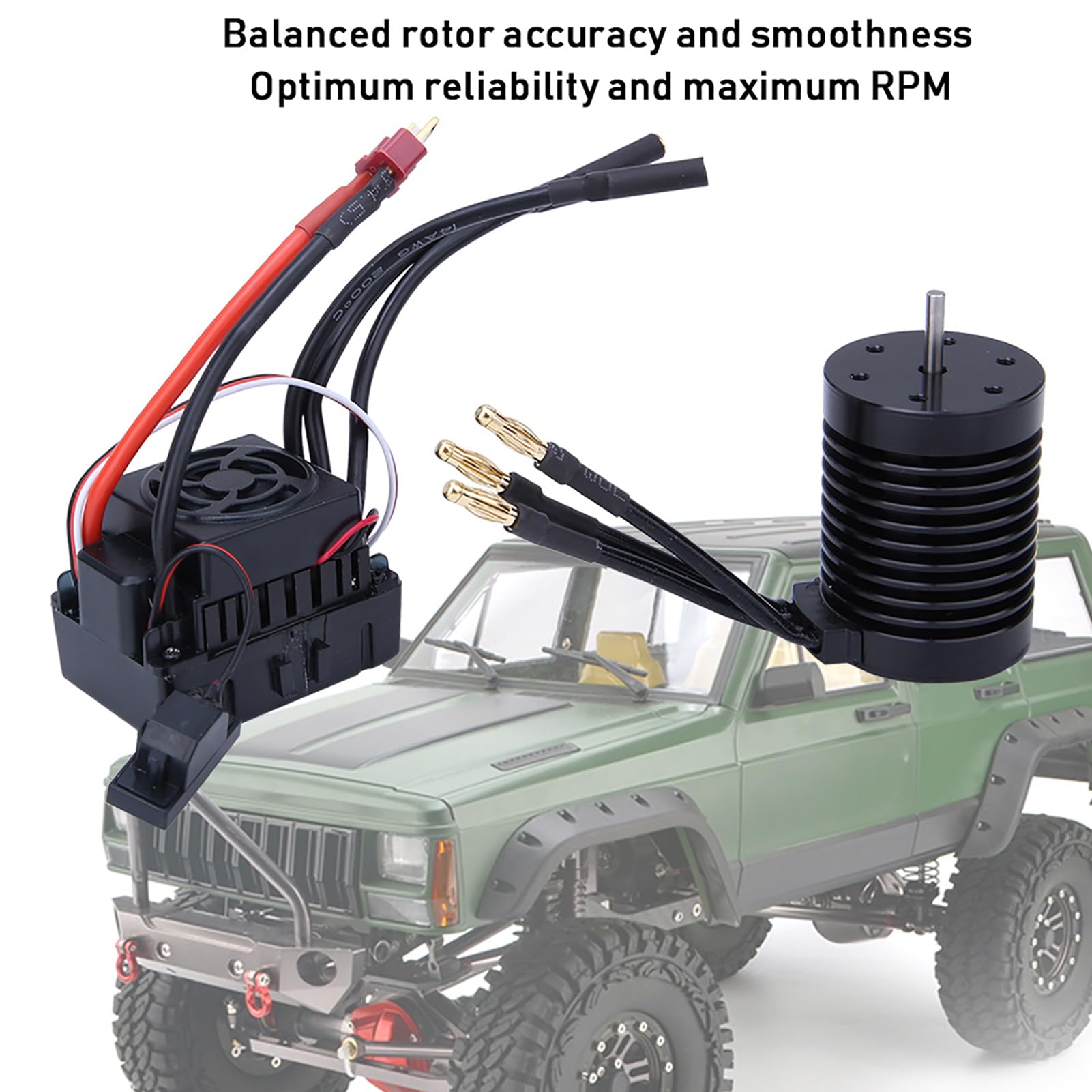 CHICIRIS Mocny Silnik F540 4370KV, Uniwersalny montaż, Wydajne Odprowadzanie Ciepła, Precyzyjna Konstrukcja z 60A ESC Combo, do Bezszczotkowego Modelu 1/10 RC (4370KV)