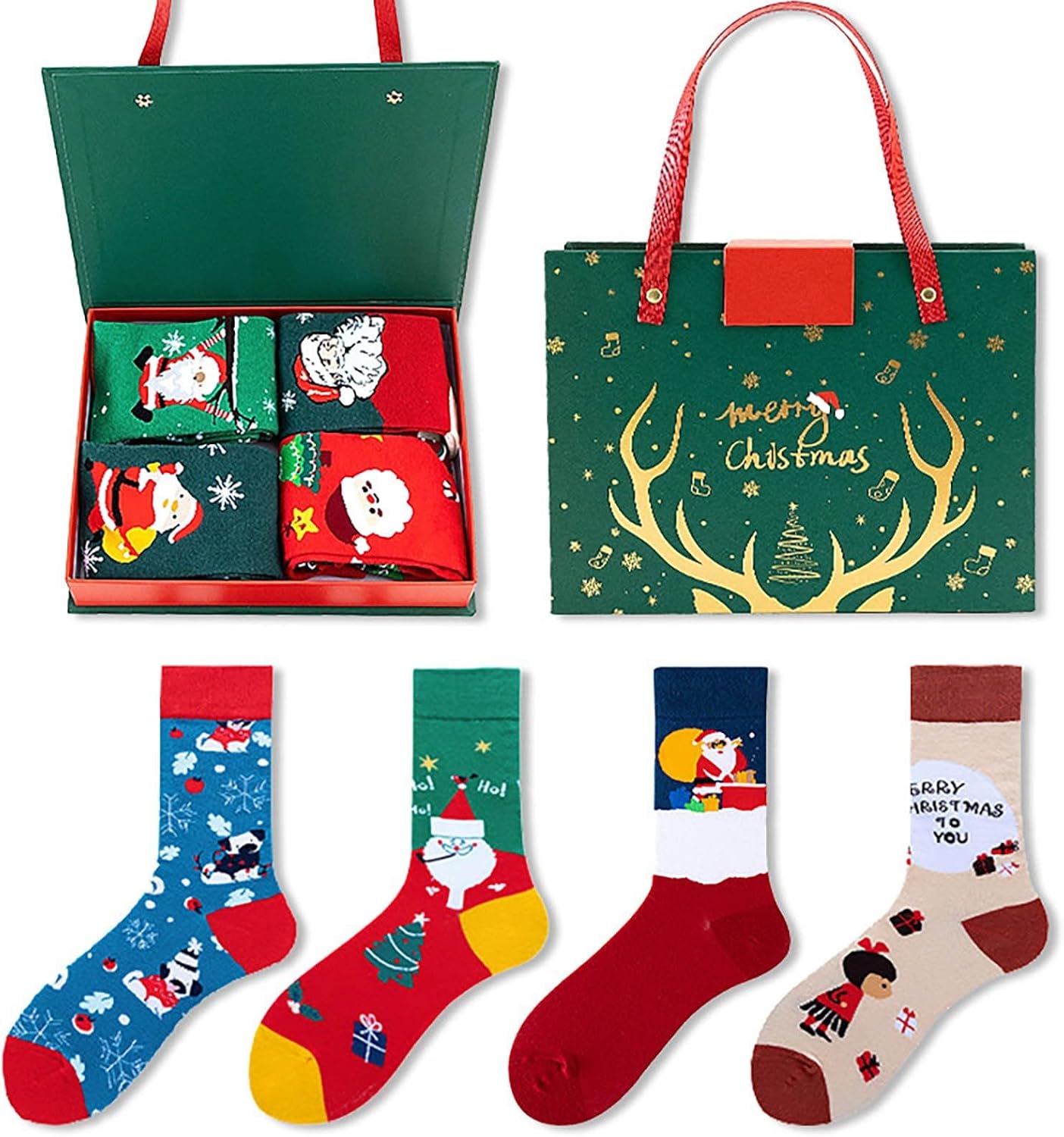 Unisex Christmas Stocking Socks Sets For Men Women Santa