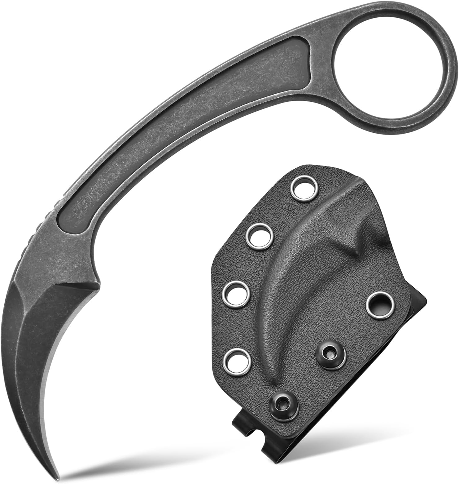 Gtk102 Fixed Blade Knife - D2 Steel Blade, Stainless Steel Handle, EDC Tool for Outdoor Camping & Hiking (Black)